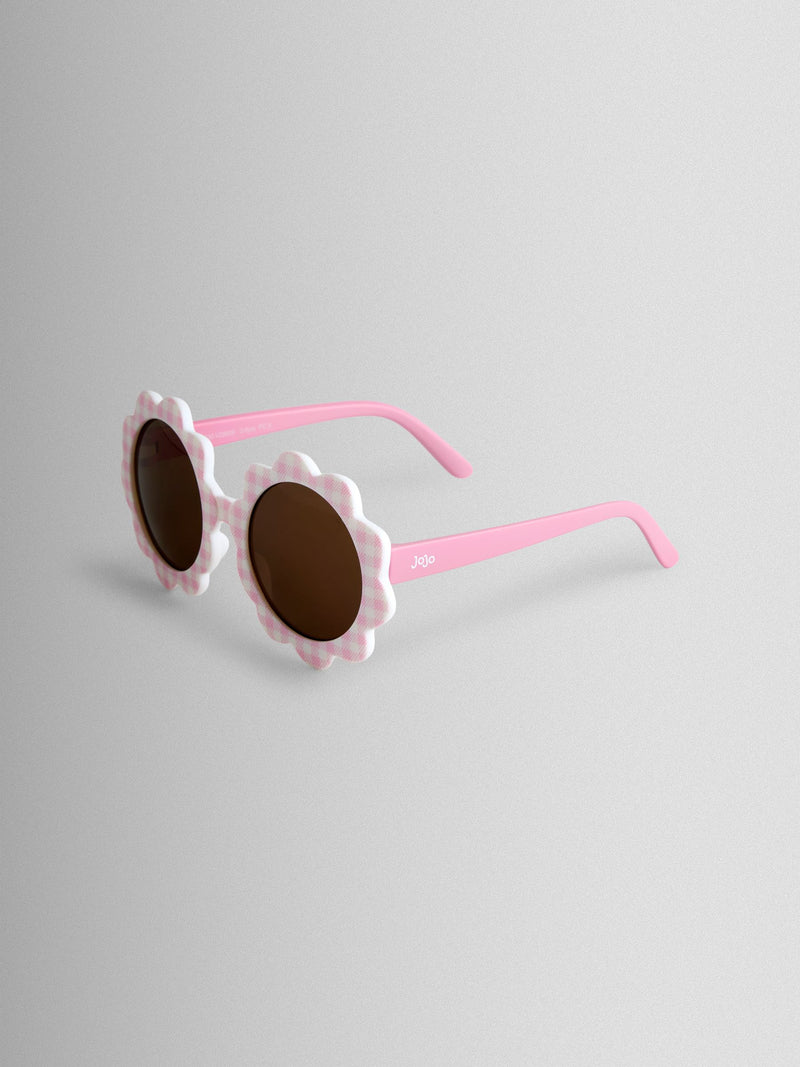 JoJo Maman Bébé pink gingham flower sunglasses - British product
