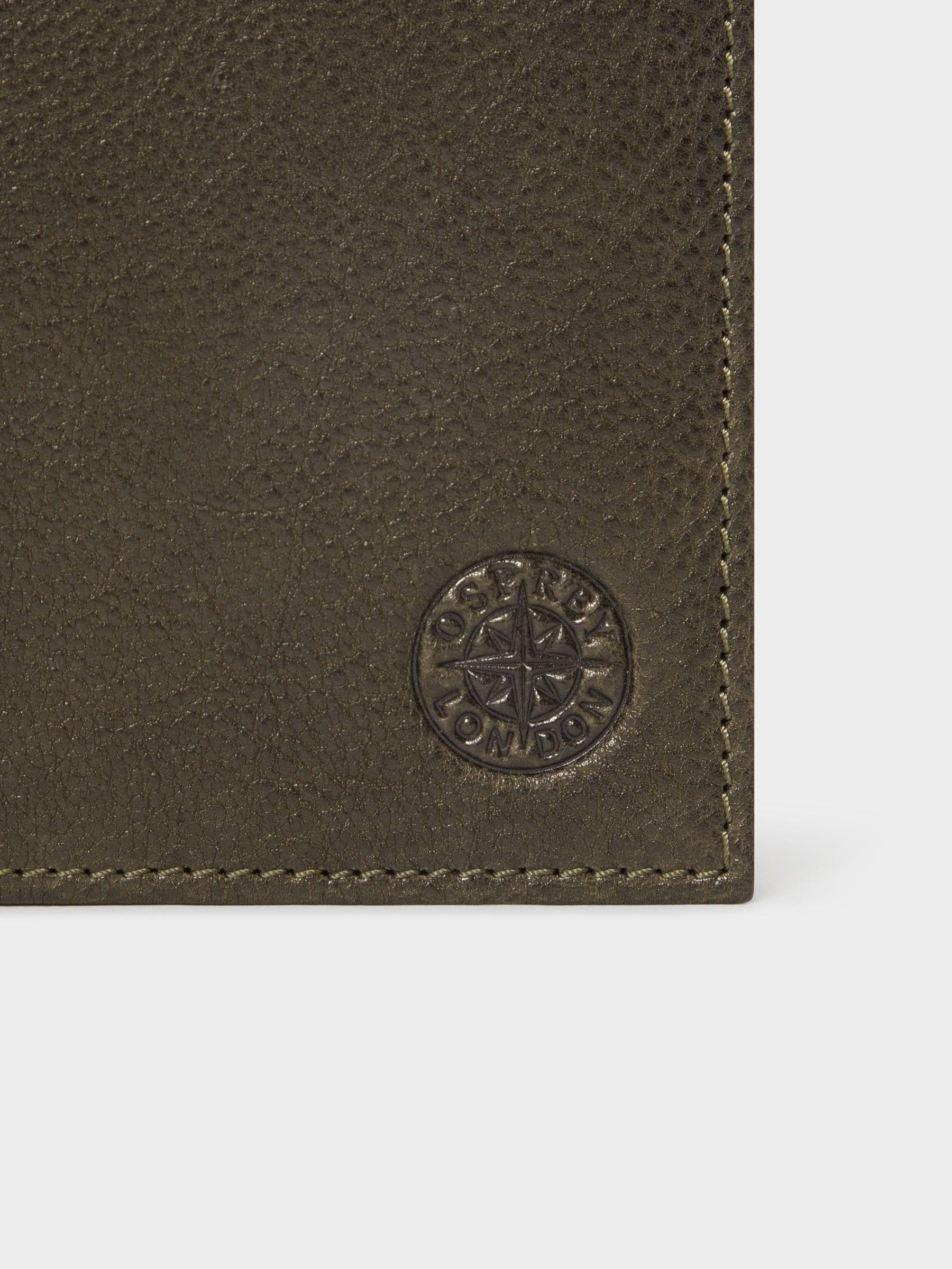 Osprey London green leather Compass passport holder (British brand)