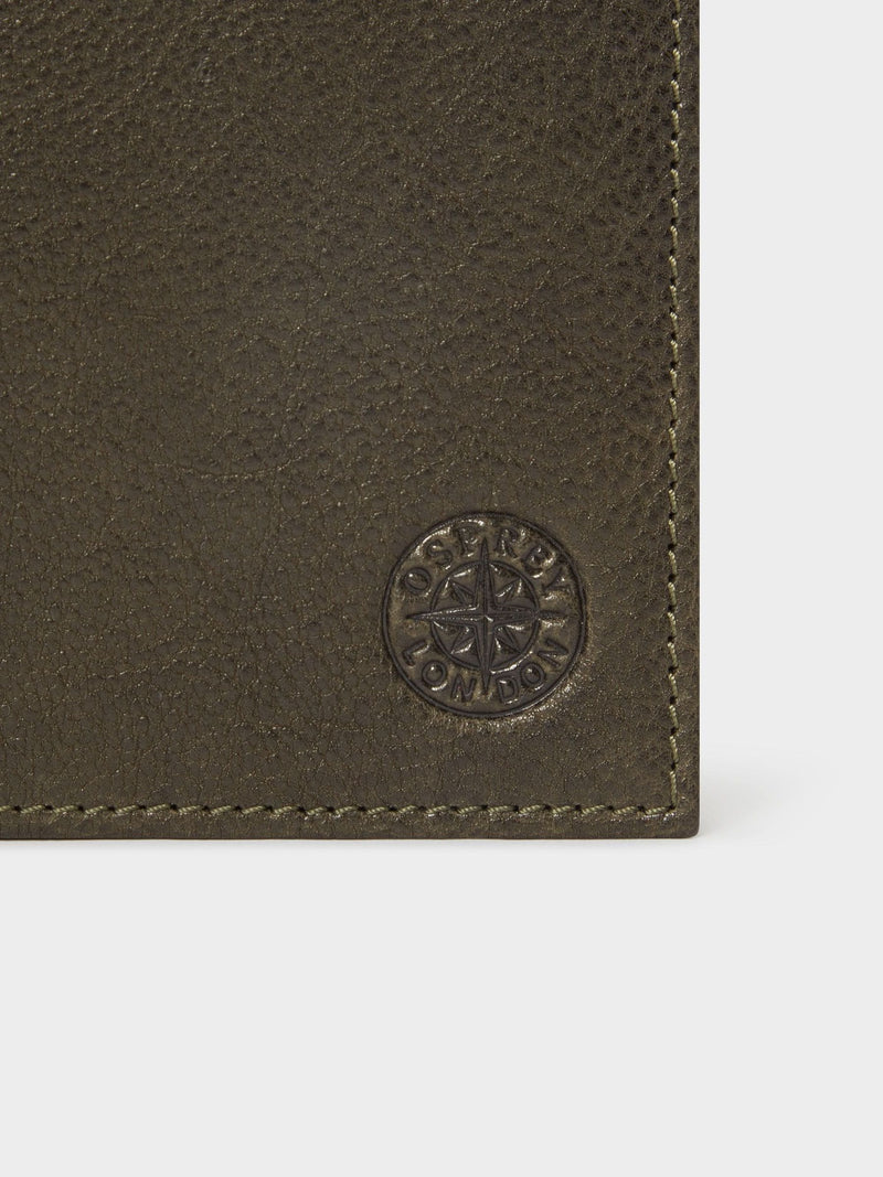 Osprey London green leather Compass passport holder (British brand)