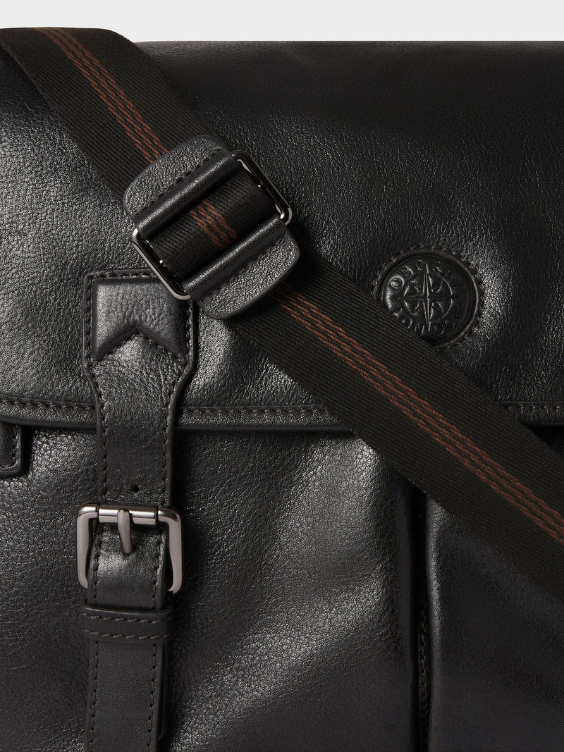 Osprey London Compass black leather saddle bag (British brand)