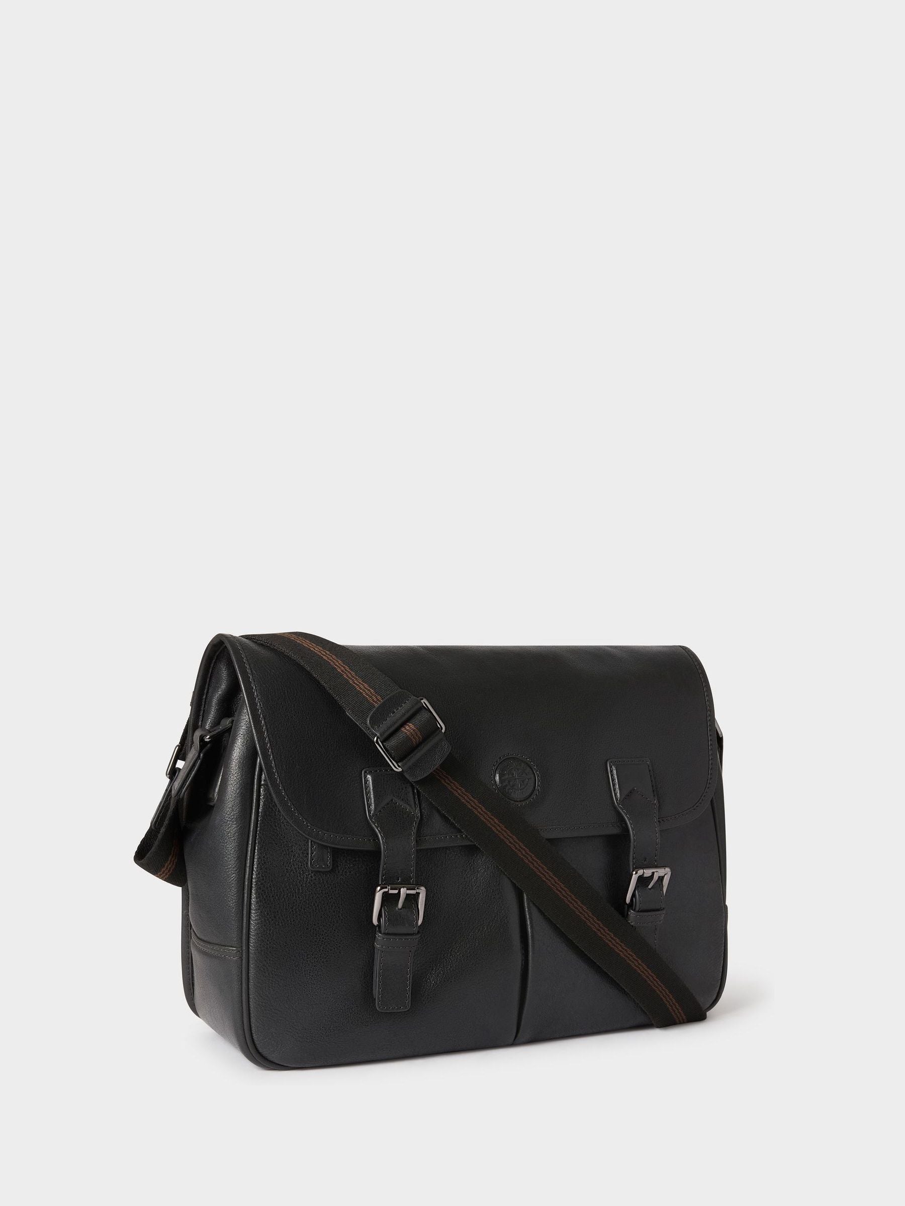 Osprey London Compass black leather saddle bag (British brand)