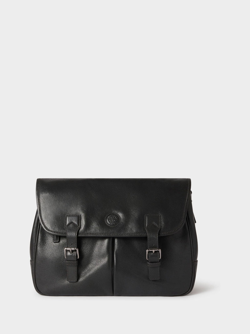 Osprey London Compass black leather saddle bag (British brand)