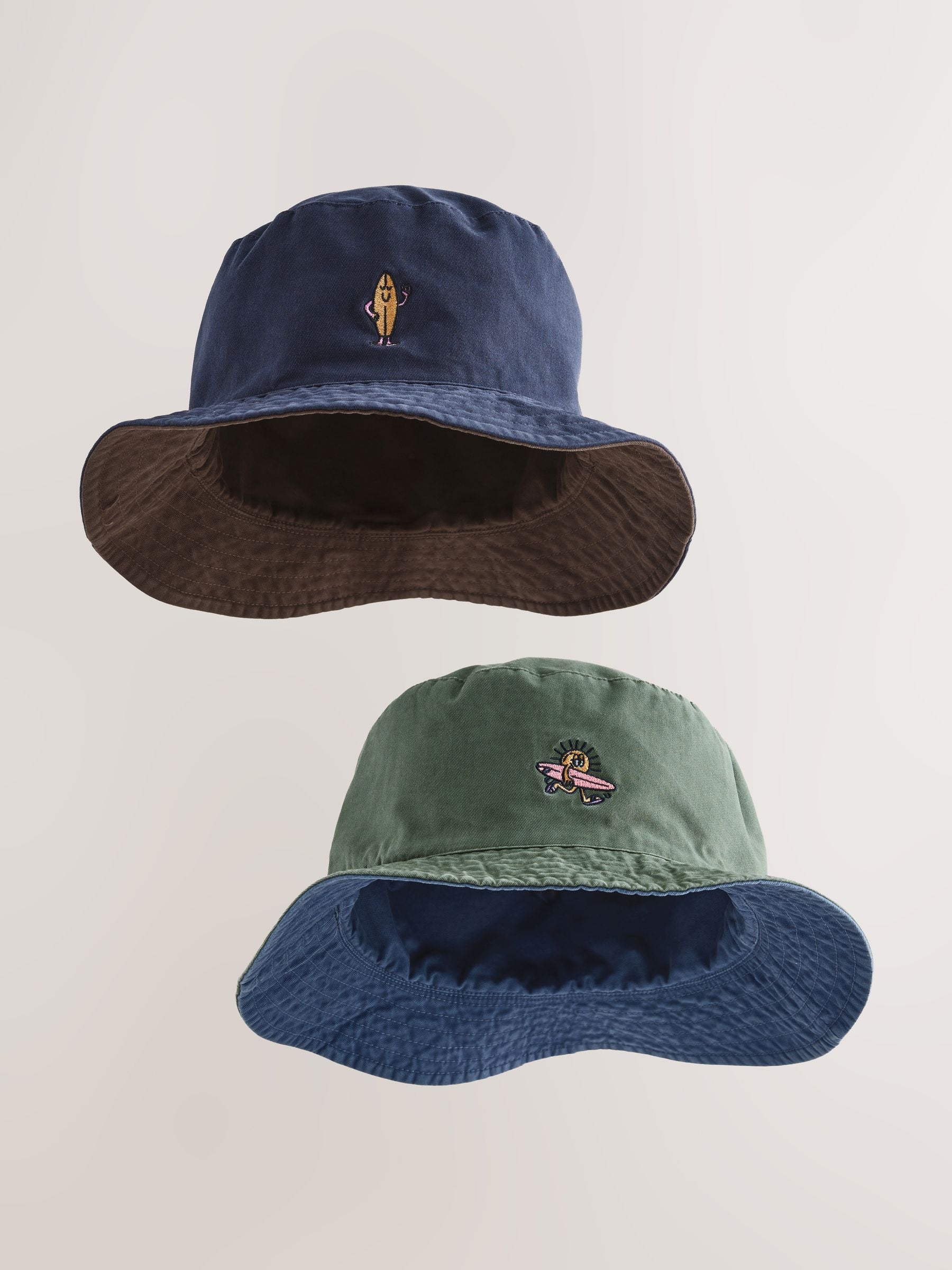 Navy/Green Reversible Bucket Hats 2 Pack