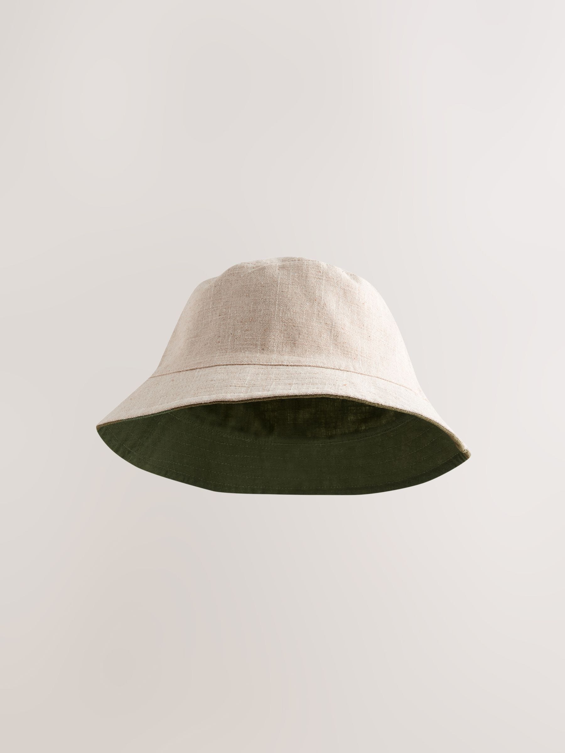Linen bucket hat pack khaki green stone, imported from the UK