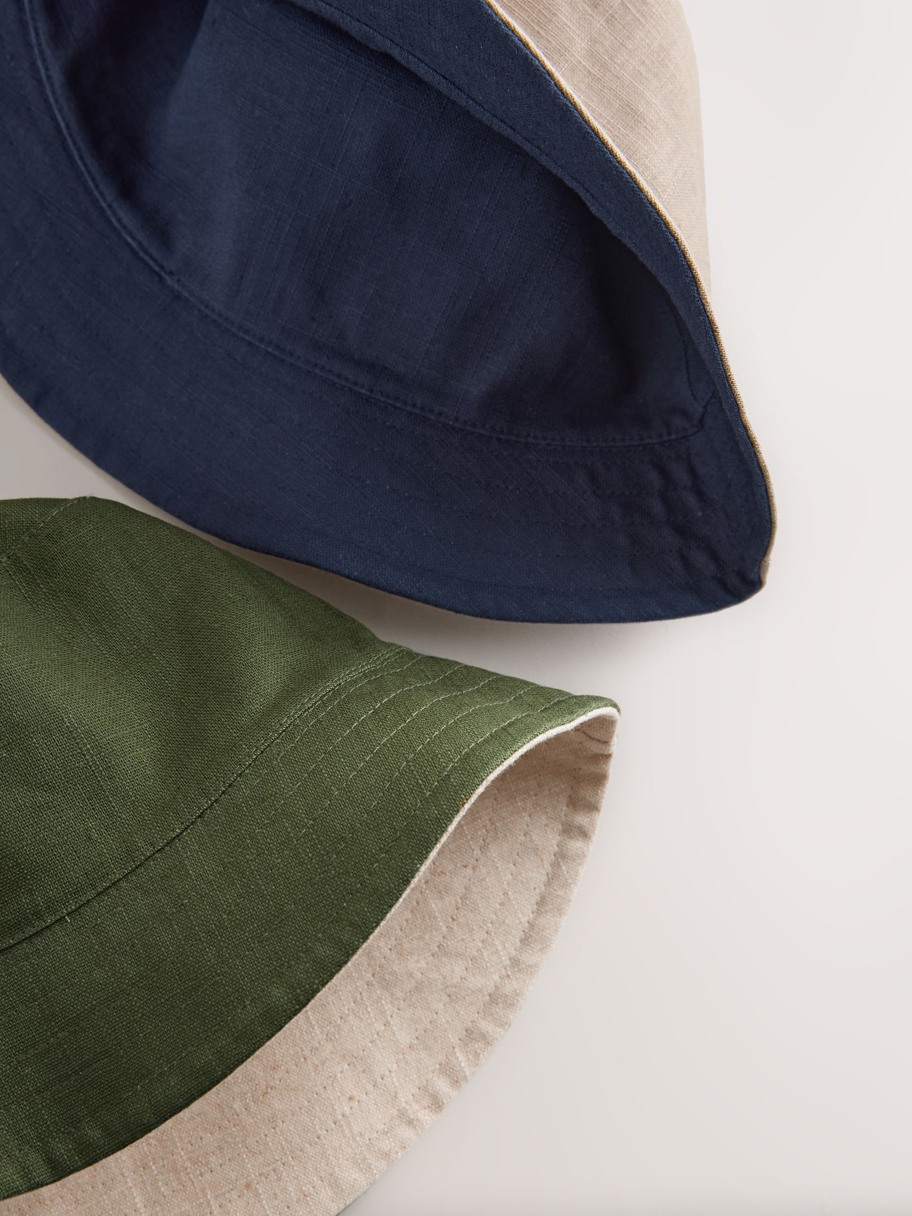 Linen bucket hat pack khaki green stone, imported from the UK