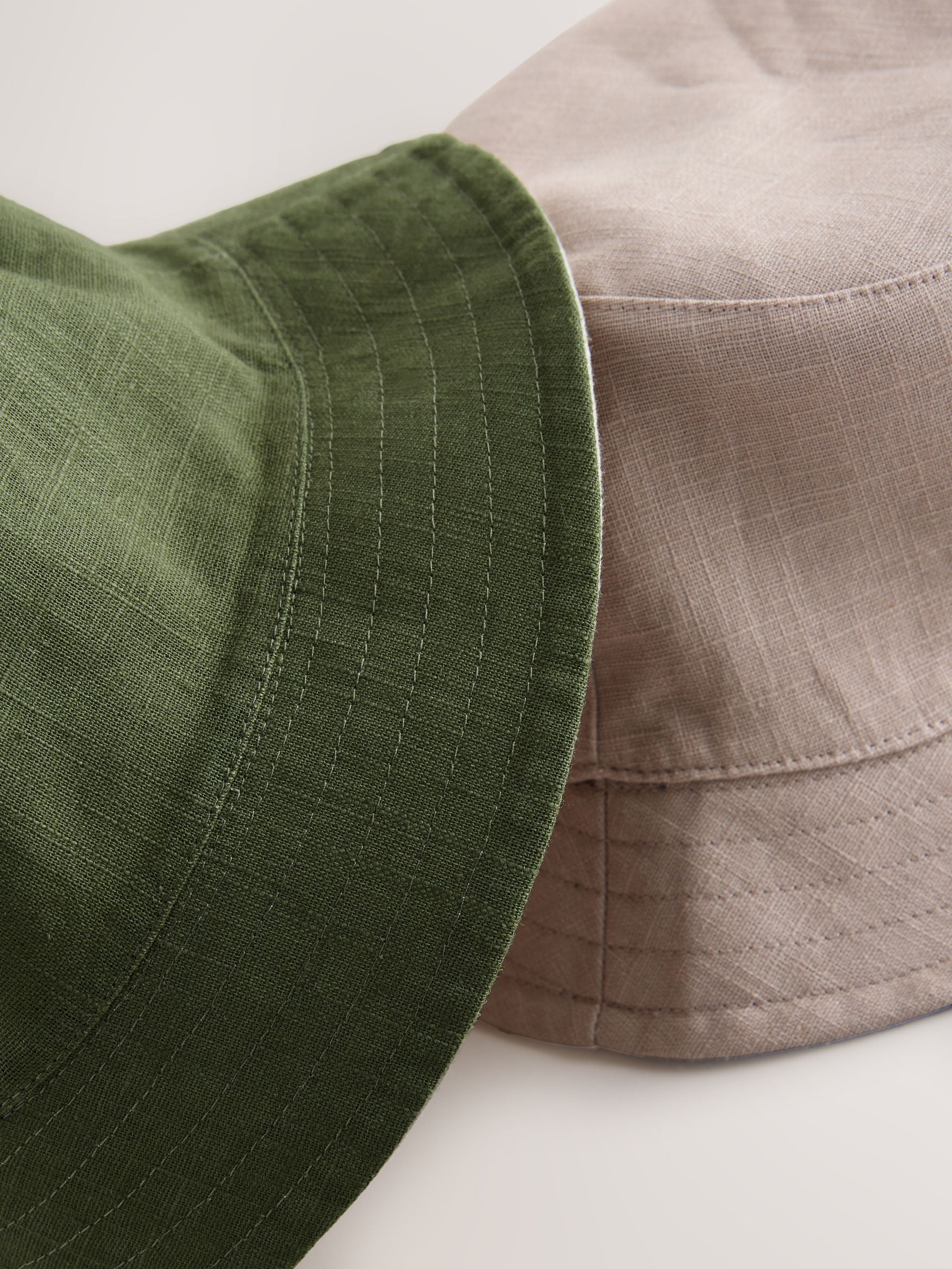 Linen bucket hat pack khaki green stone, imported from the UK