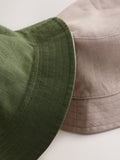 Linen bucket hat pack khaki green stone, imported from the UK
