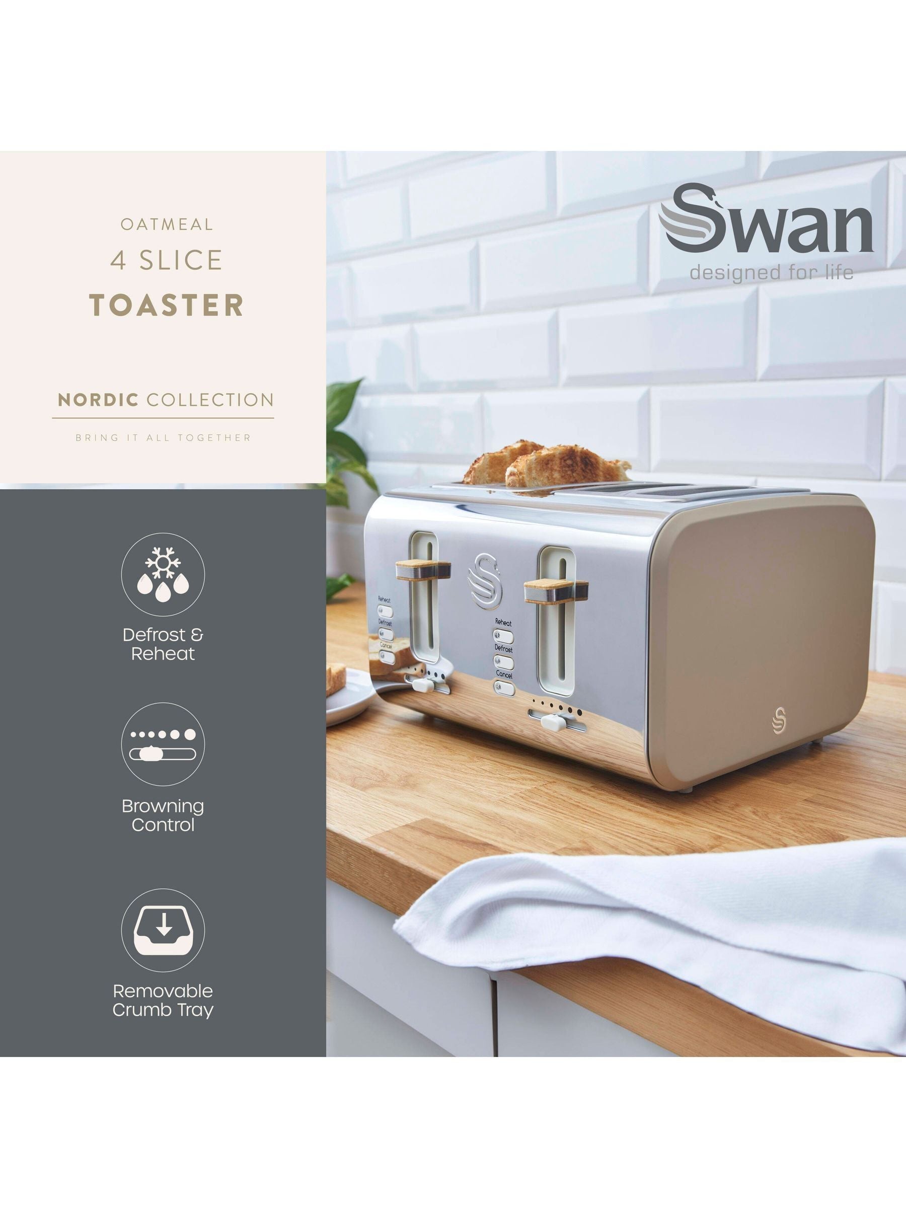 4-Slice Toaster with Multiple Browning Levels and Defrost Function
