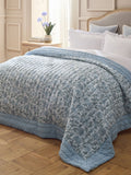 Blue floral quilted bedspread, UK version