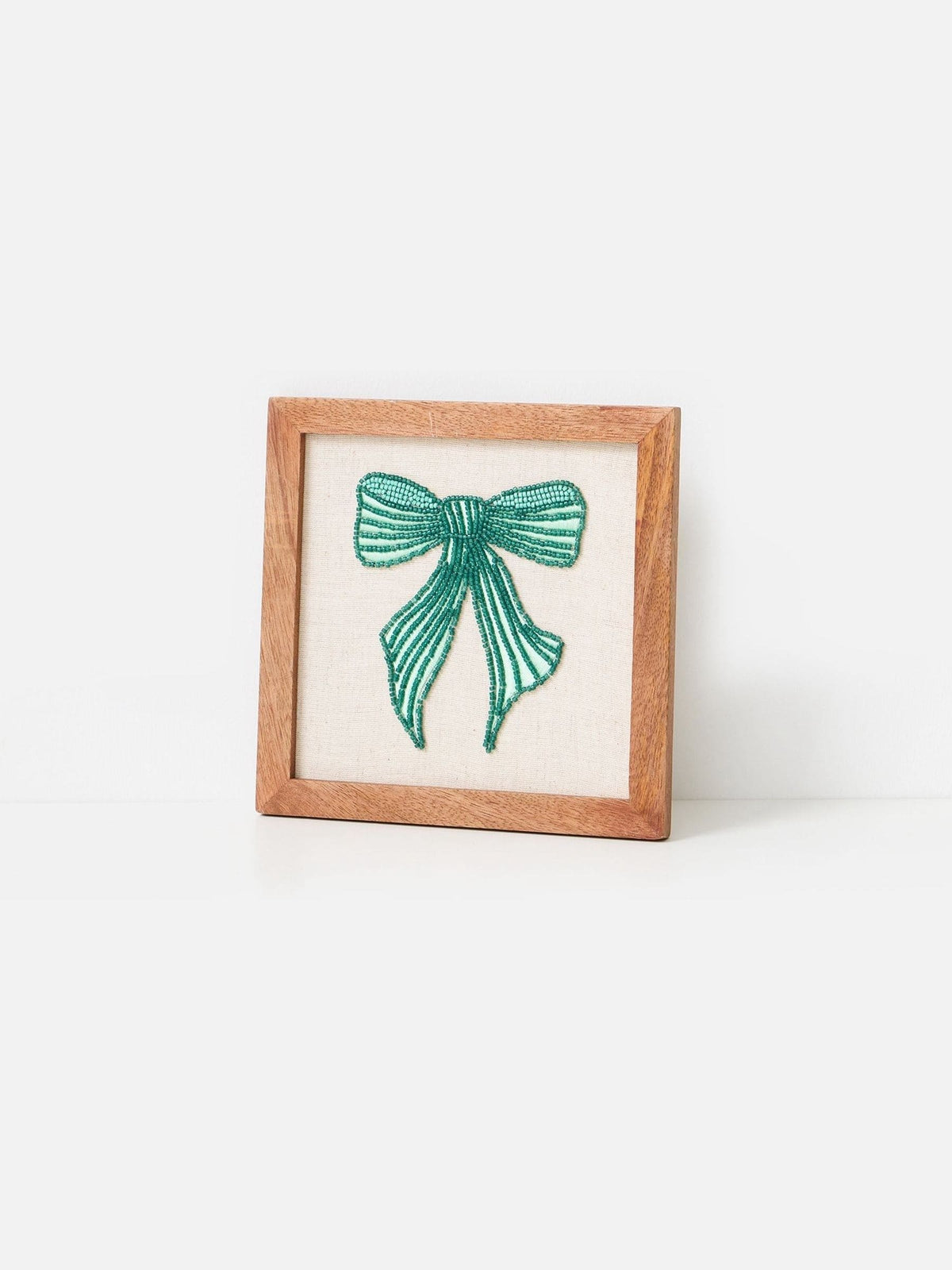 Oliver Bonas Green Embroidered Green Bow Wall Art