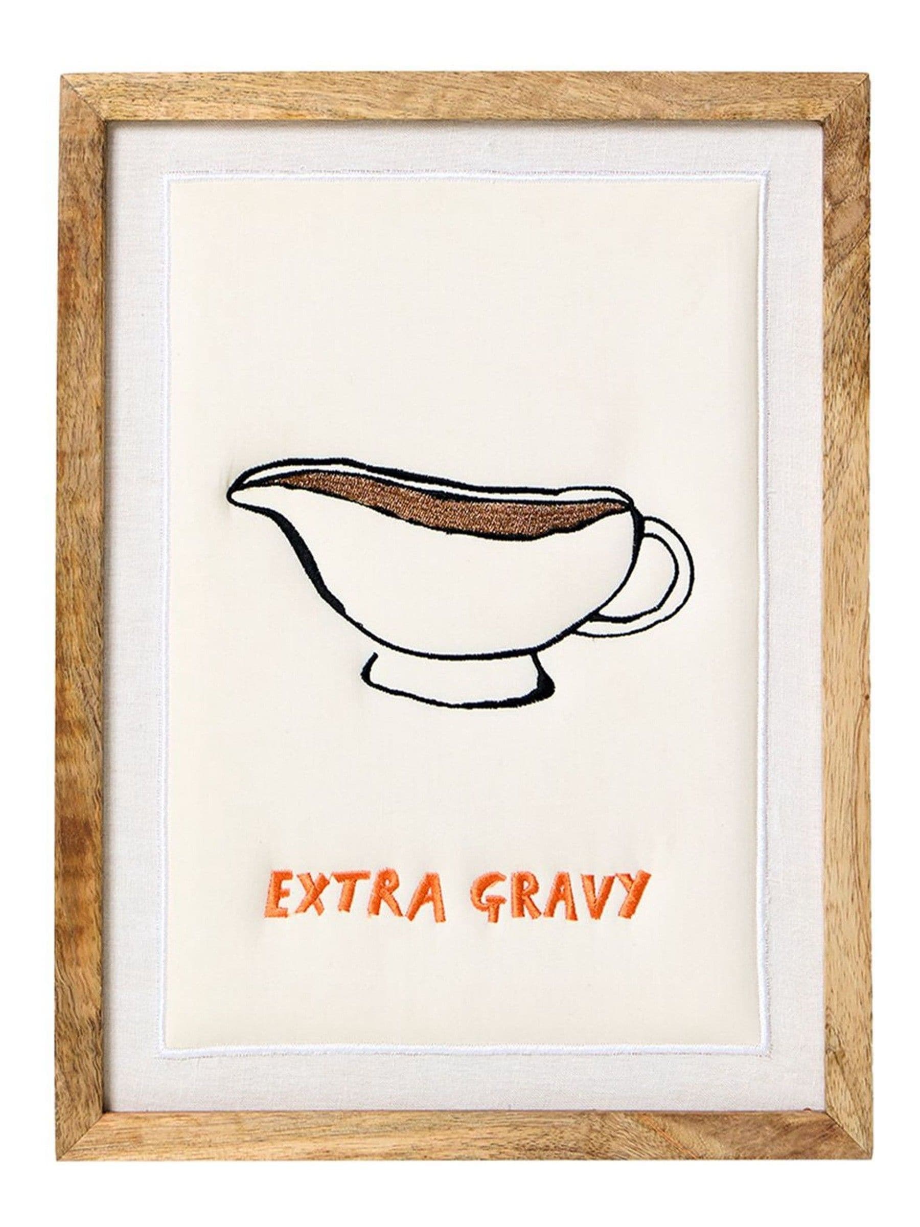 Oliver Bonas Cream Extra Gravy Embroidered Fabric Wall Art