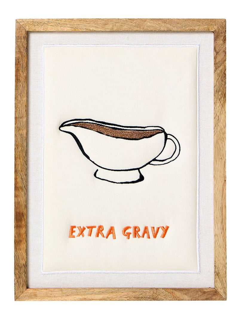 Oliver Bonas Cream Extra Gravy Embroidered Fabric Wall Art