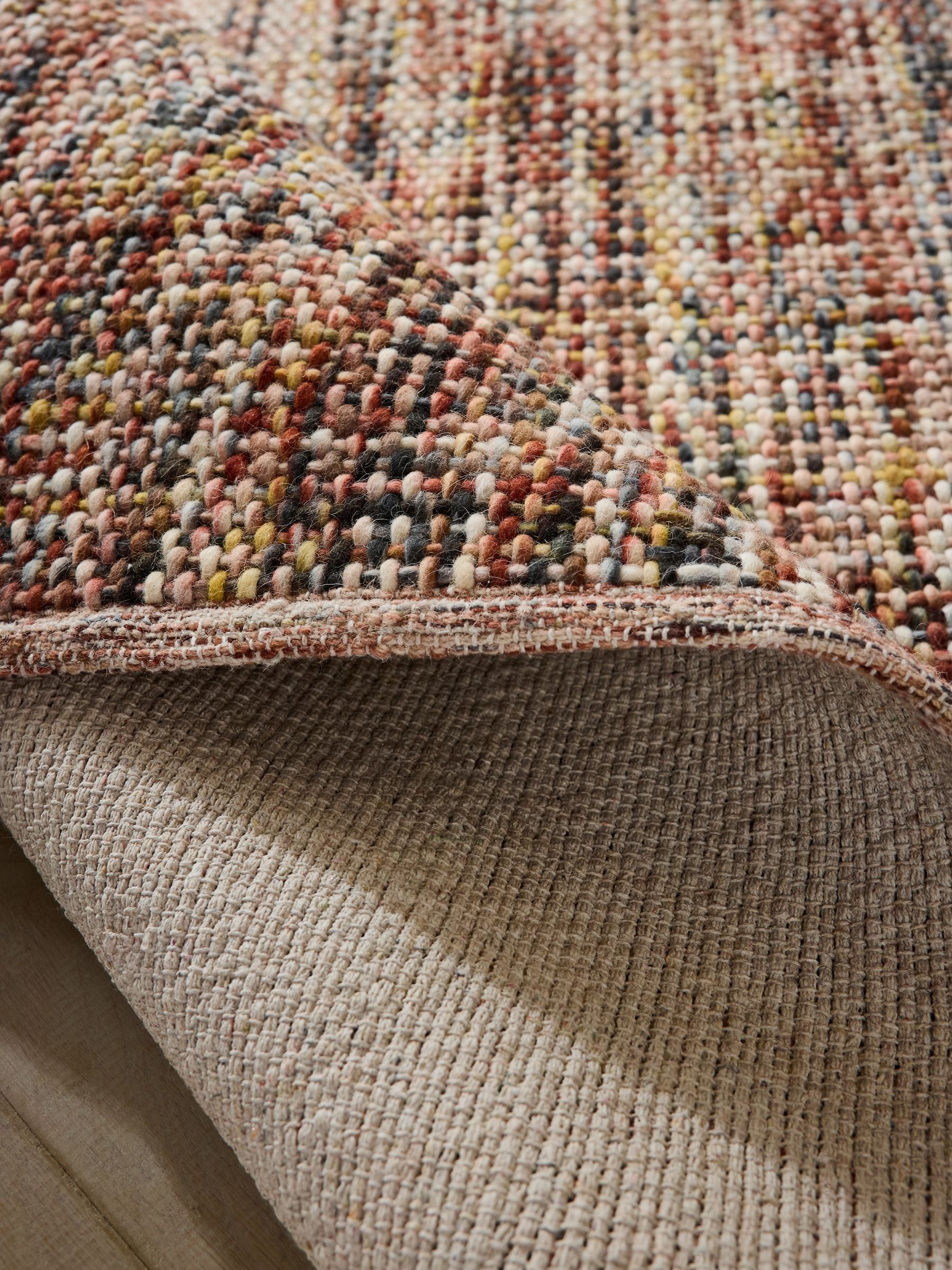 Red Multiweave Rug wool cotton blend - British product