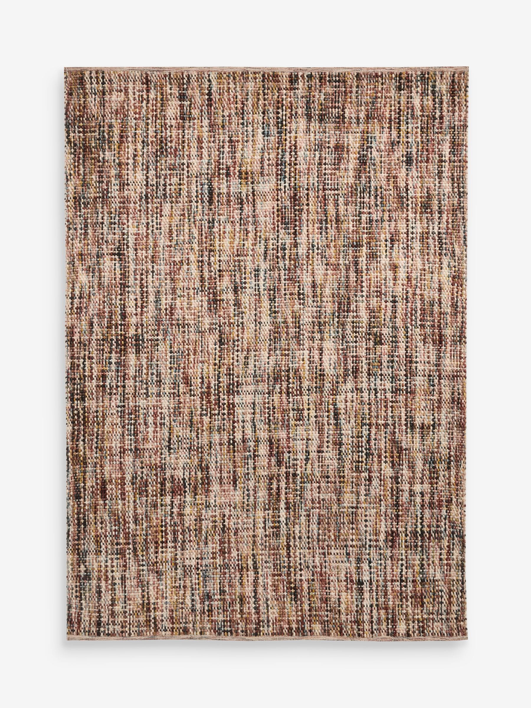 Red Multiweave Rug wool cotton blend - British product