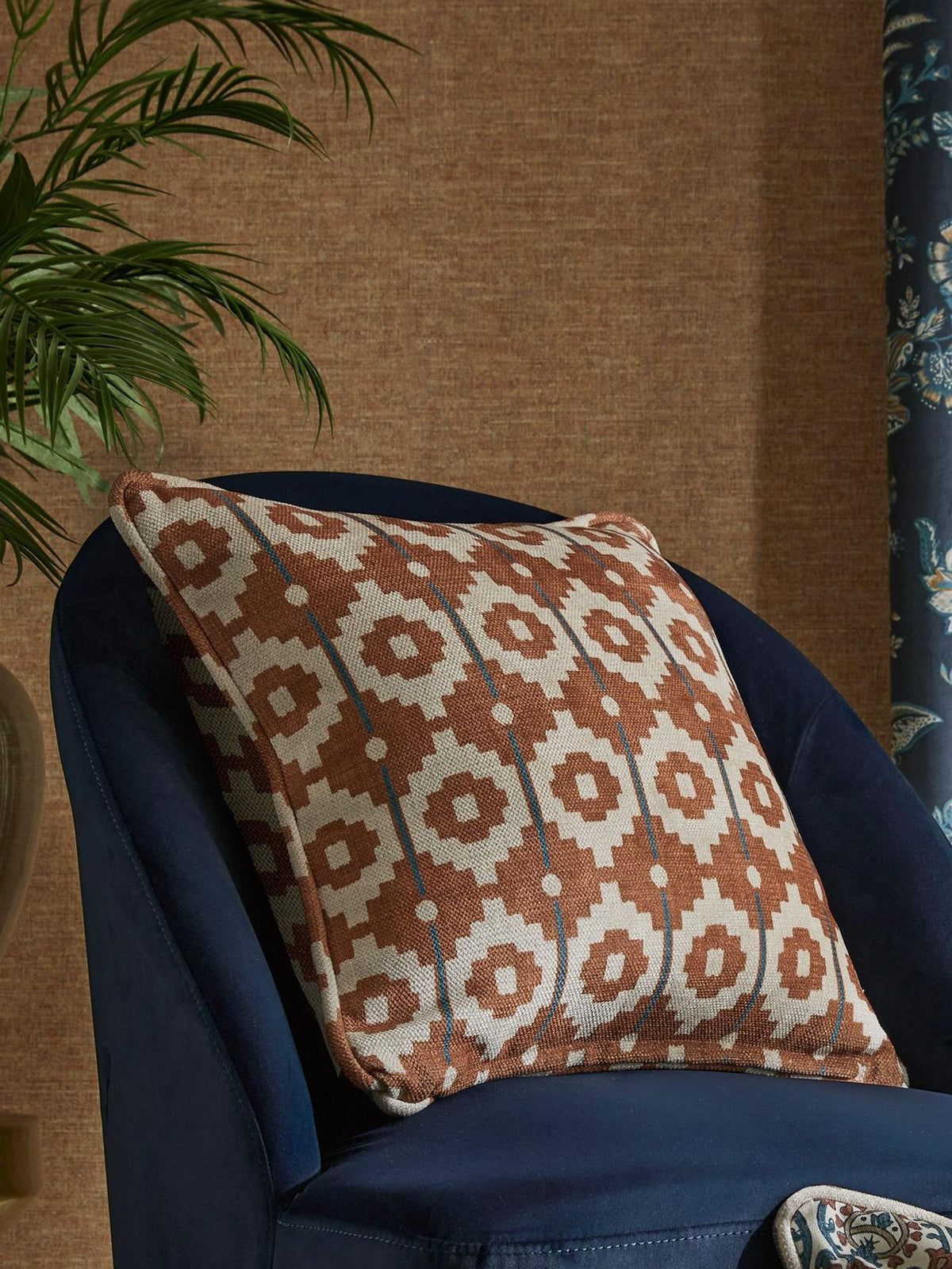 Esselle Home cushion Orange Botanic Vines Slate 50x50cm (British brand)