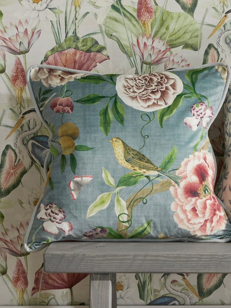 Esselle Home pink chinoiserie cushion 50cm, imported from the UK