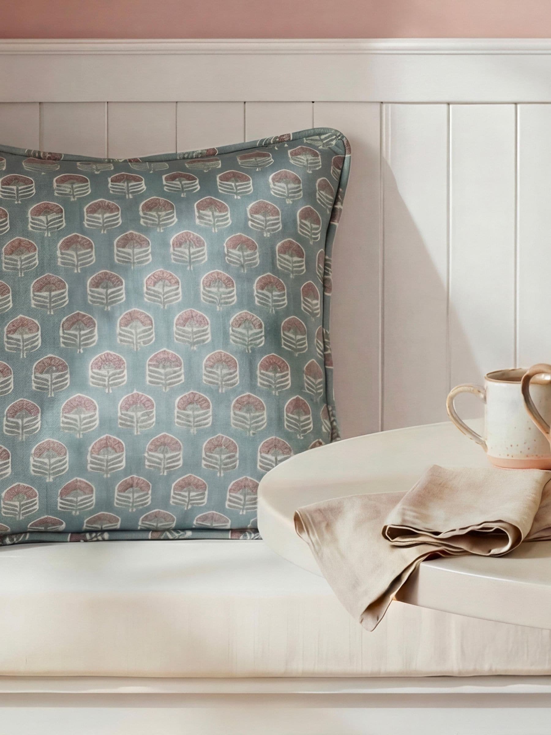 Esselle Home grey floral cushion 50x50cm, imported from the UK