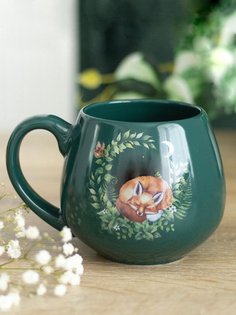 Something Different Green Sleeping Fox Rounded Mug