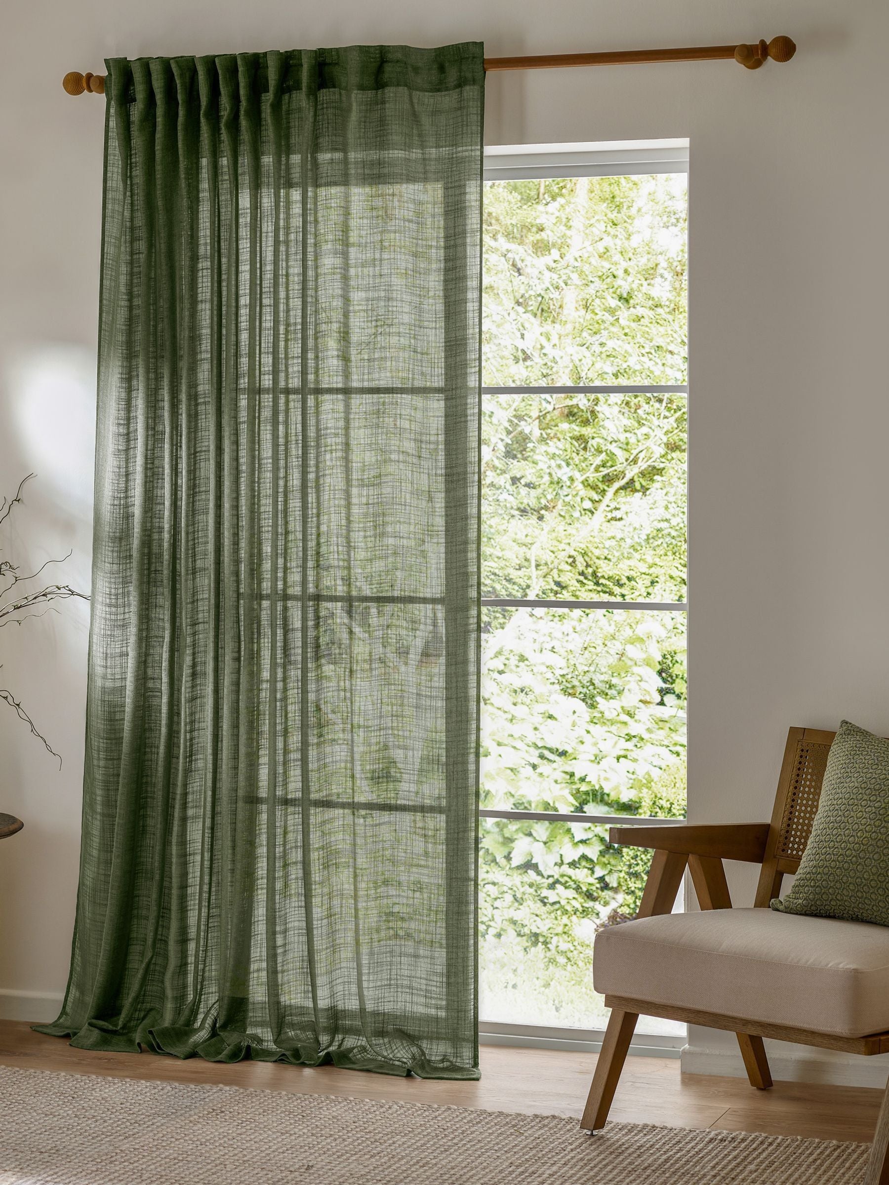 Yard Forest Green Cirrus Sheer Curtain Panel