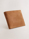 Tan Brown Nubuck Leather Bifold Wallet, imported from the UK
