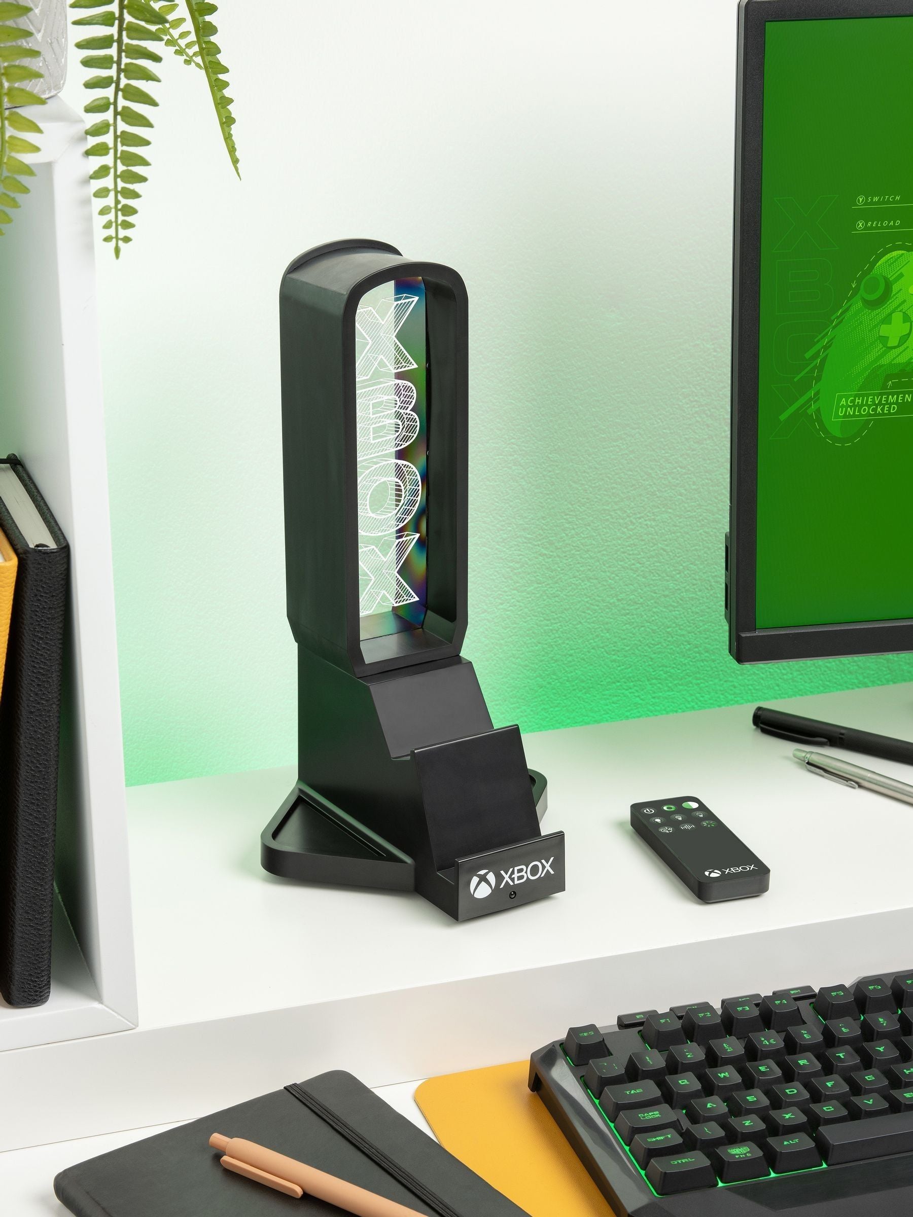Xbox black desk headphone stand with light, UK version