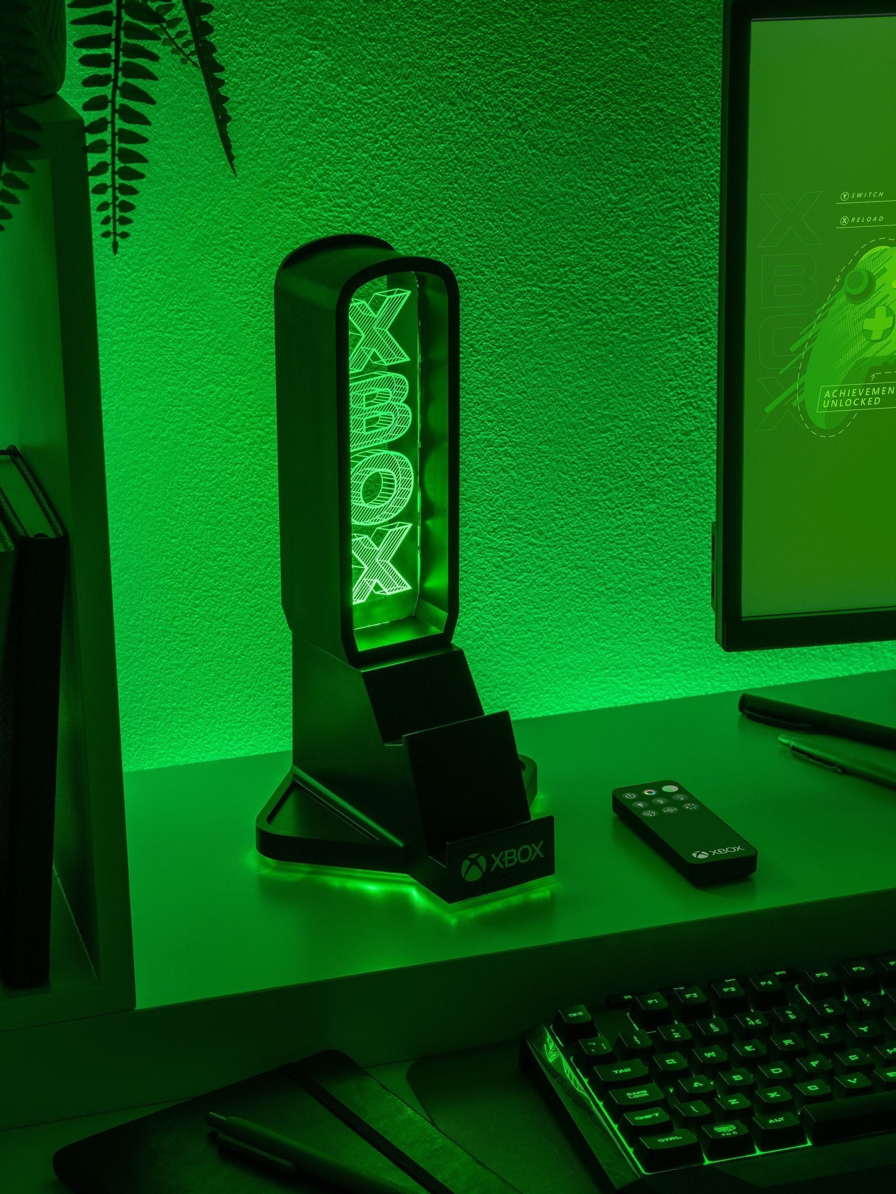 Xbox black desk headphone stand with light, UK version