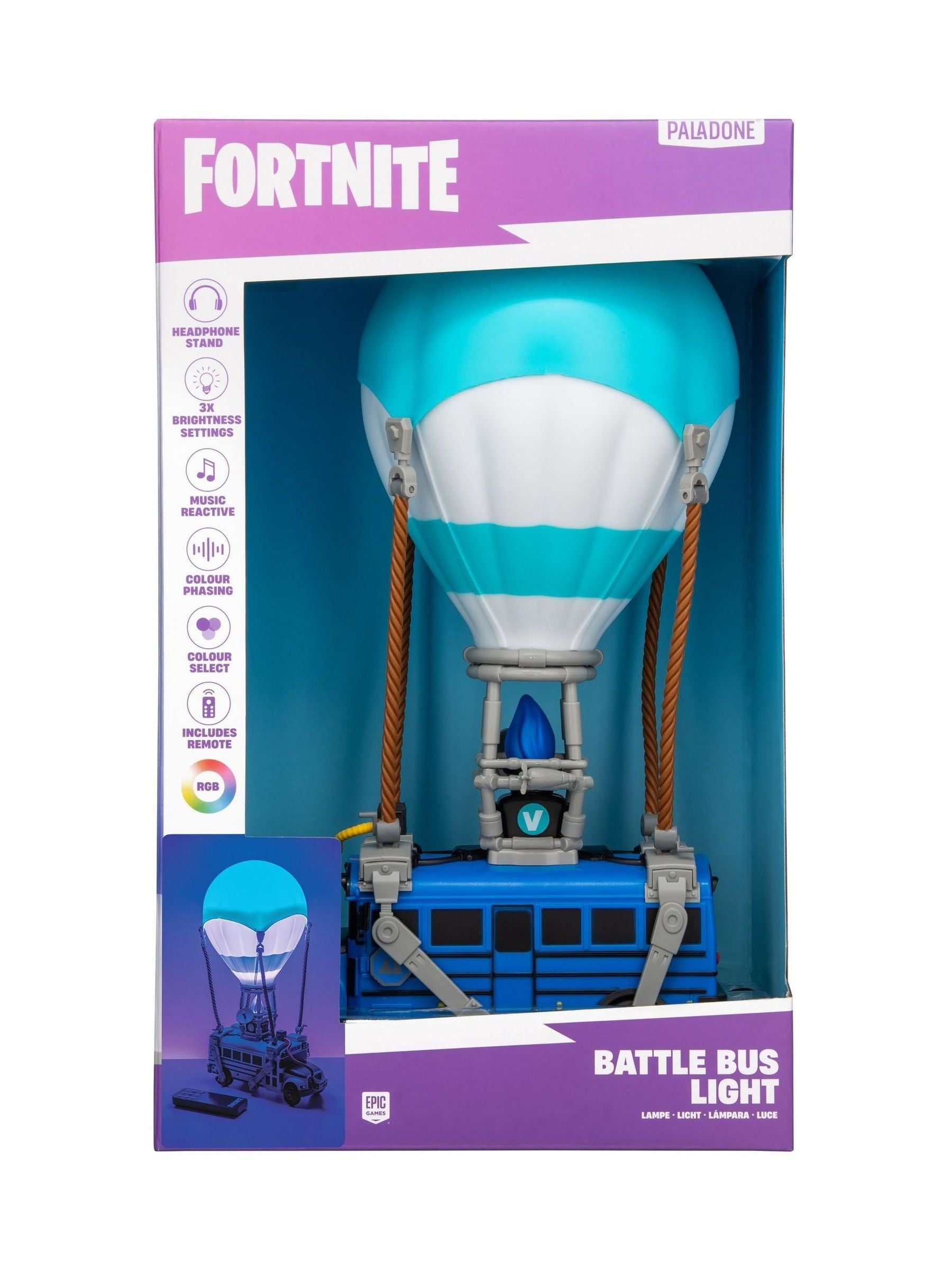 Fortnite Blue Battle Bus Diorama Light 32cm, imported from the UK