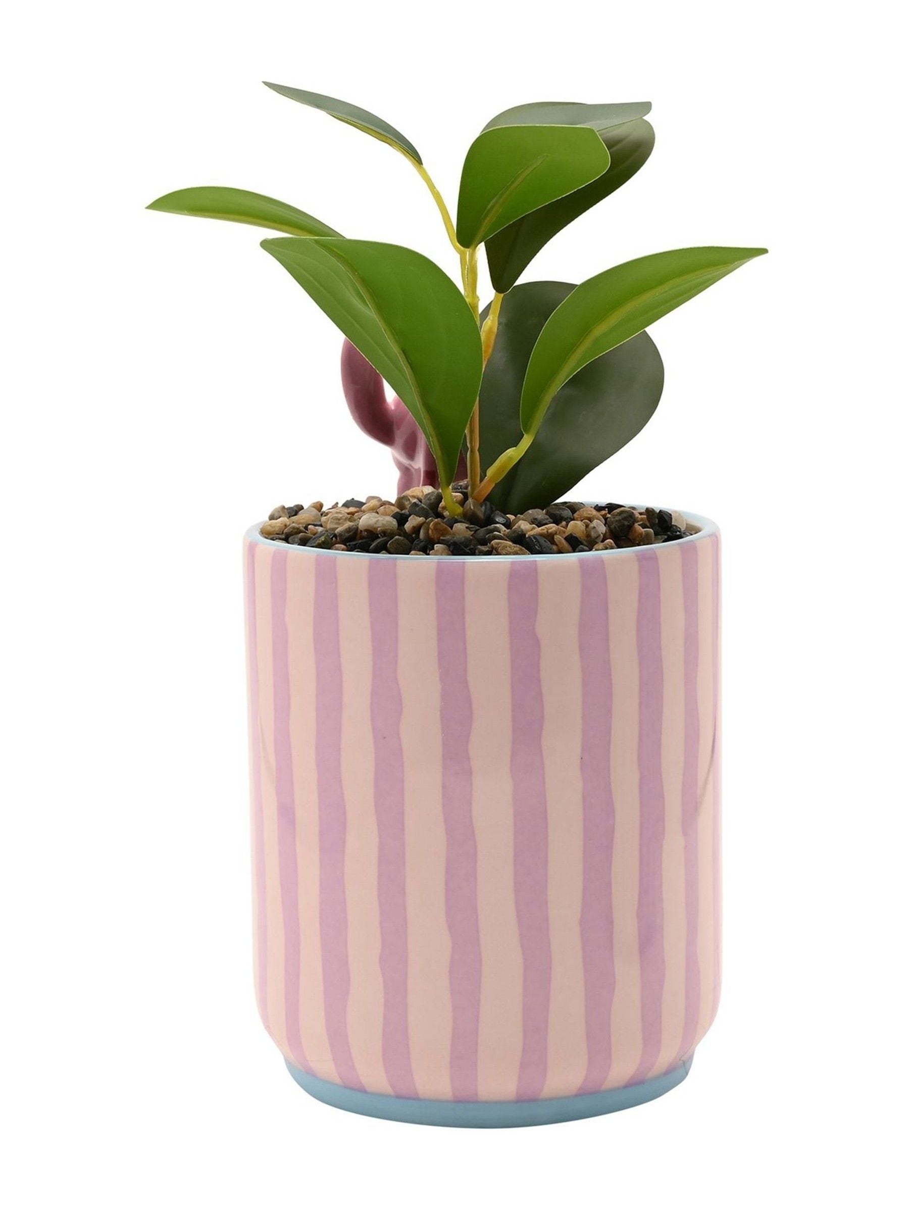 Widdop Disney Stitch planter pink ceramic with Angel figurine and faux plant (British brand)