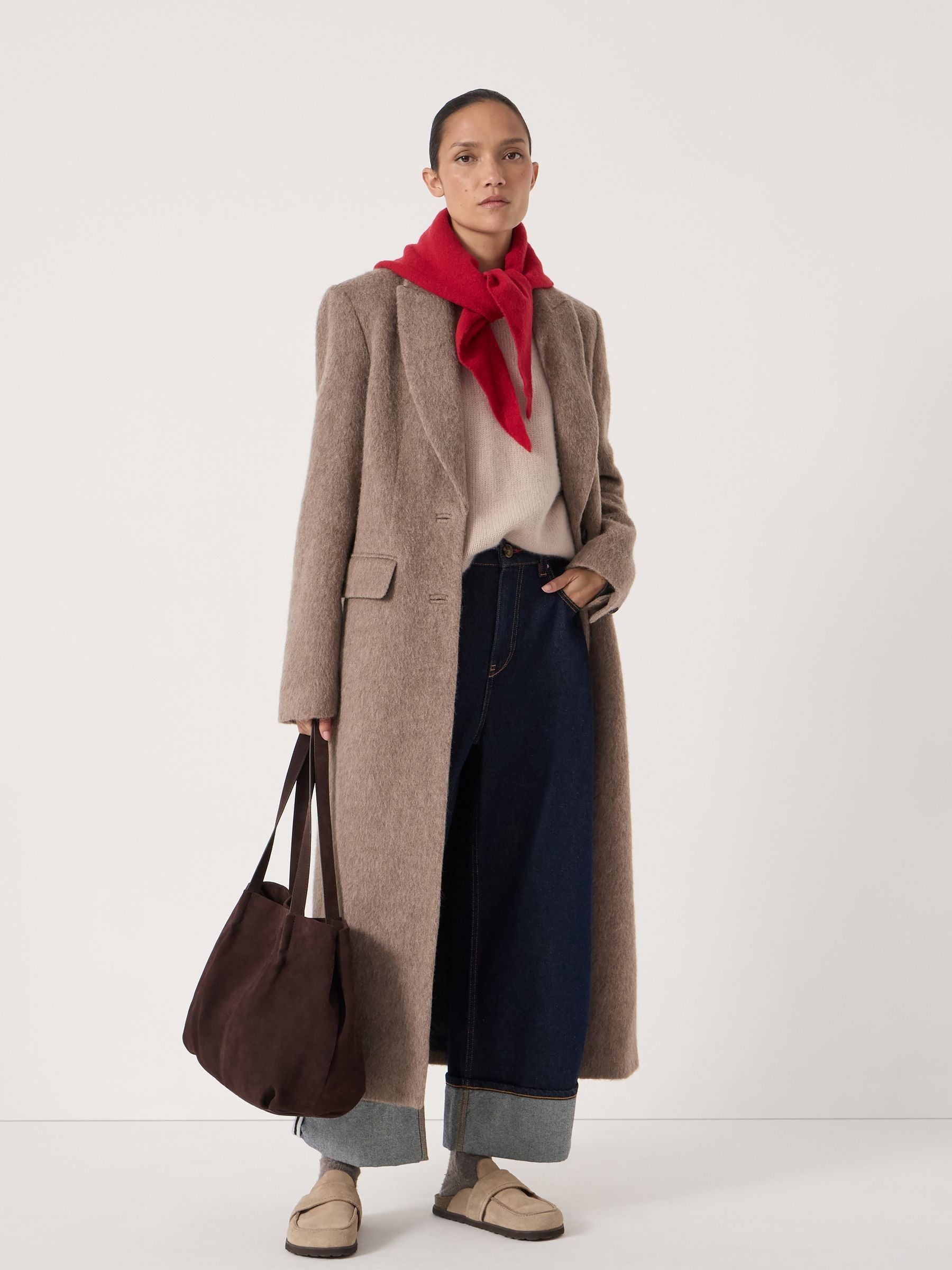 Hush brown suede wing bag, imported from the UK