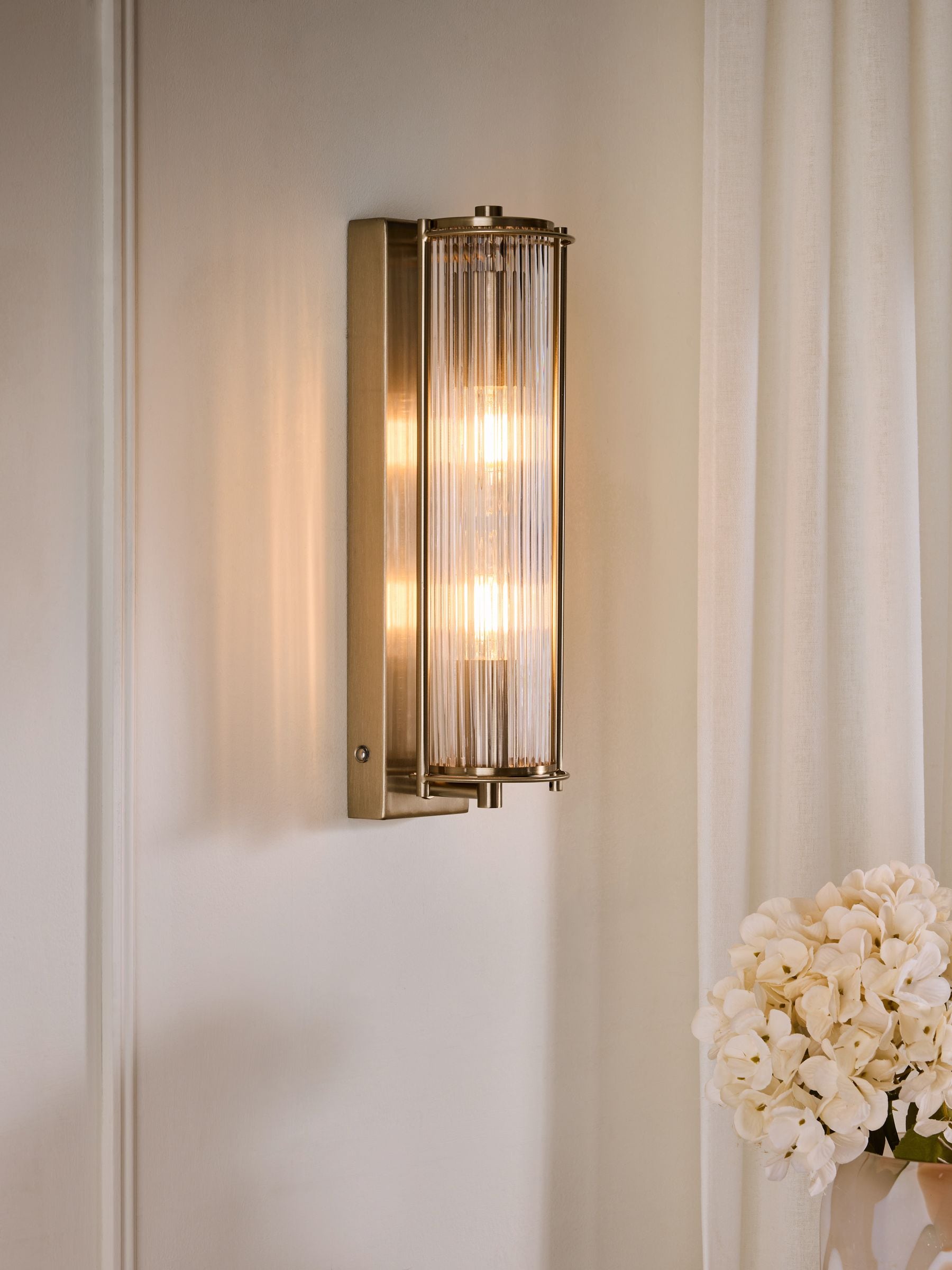 Brass Hertford 2 Light Rechargeable Wall Light