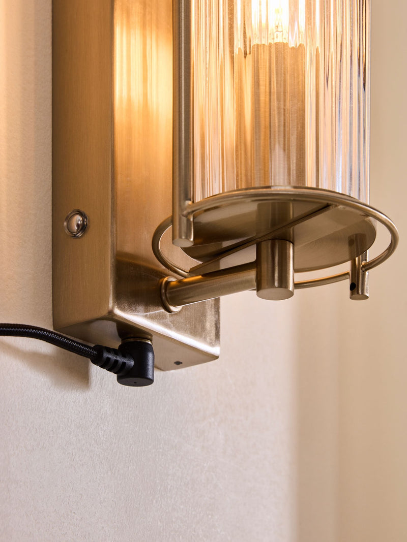 Brass Hertford 2 Light Rechargeable Wall Light