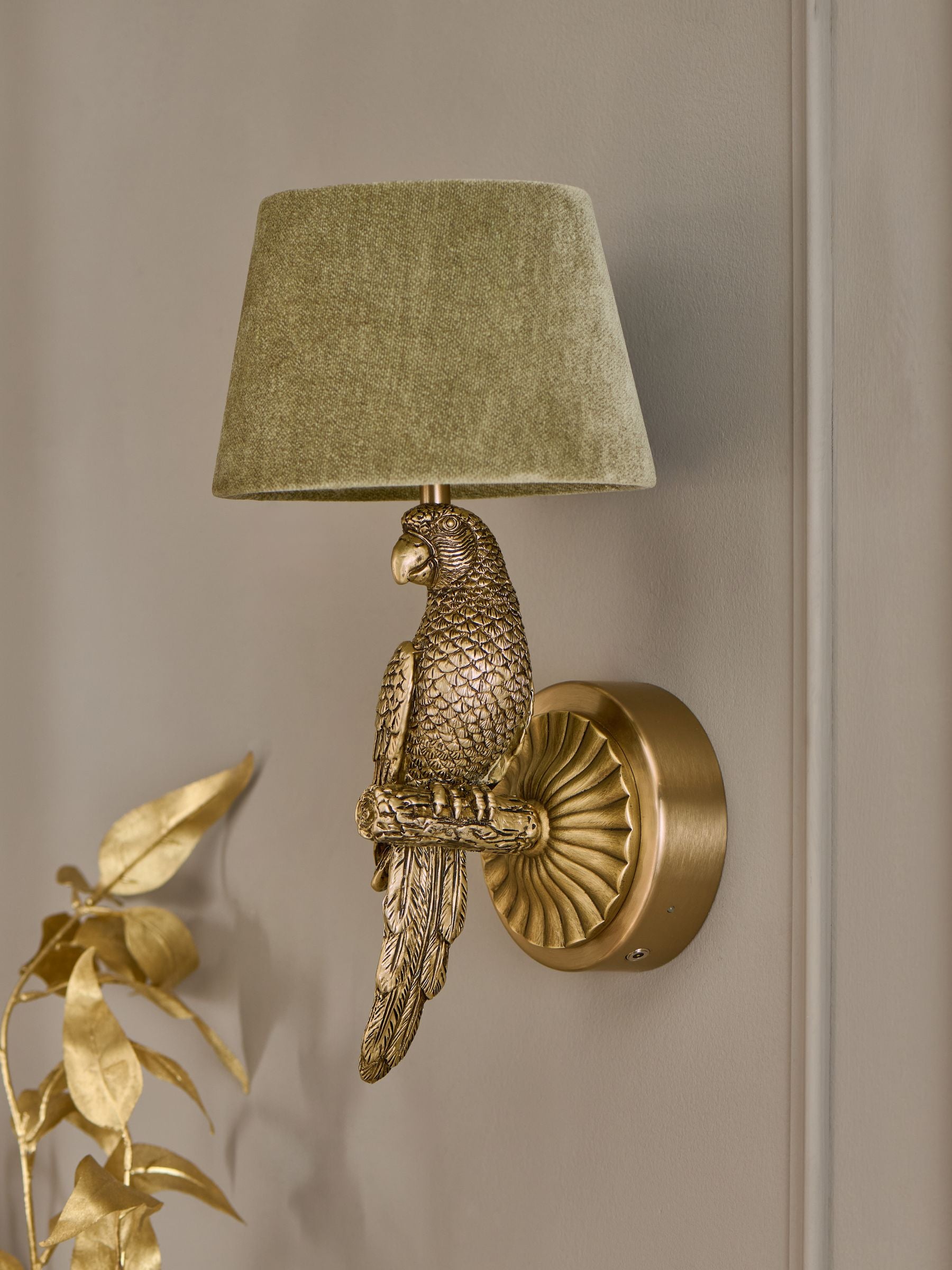 Gold Coco parrot rechargeable wall light left hand, UK version