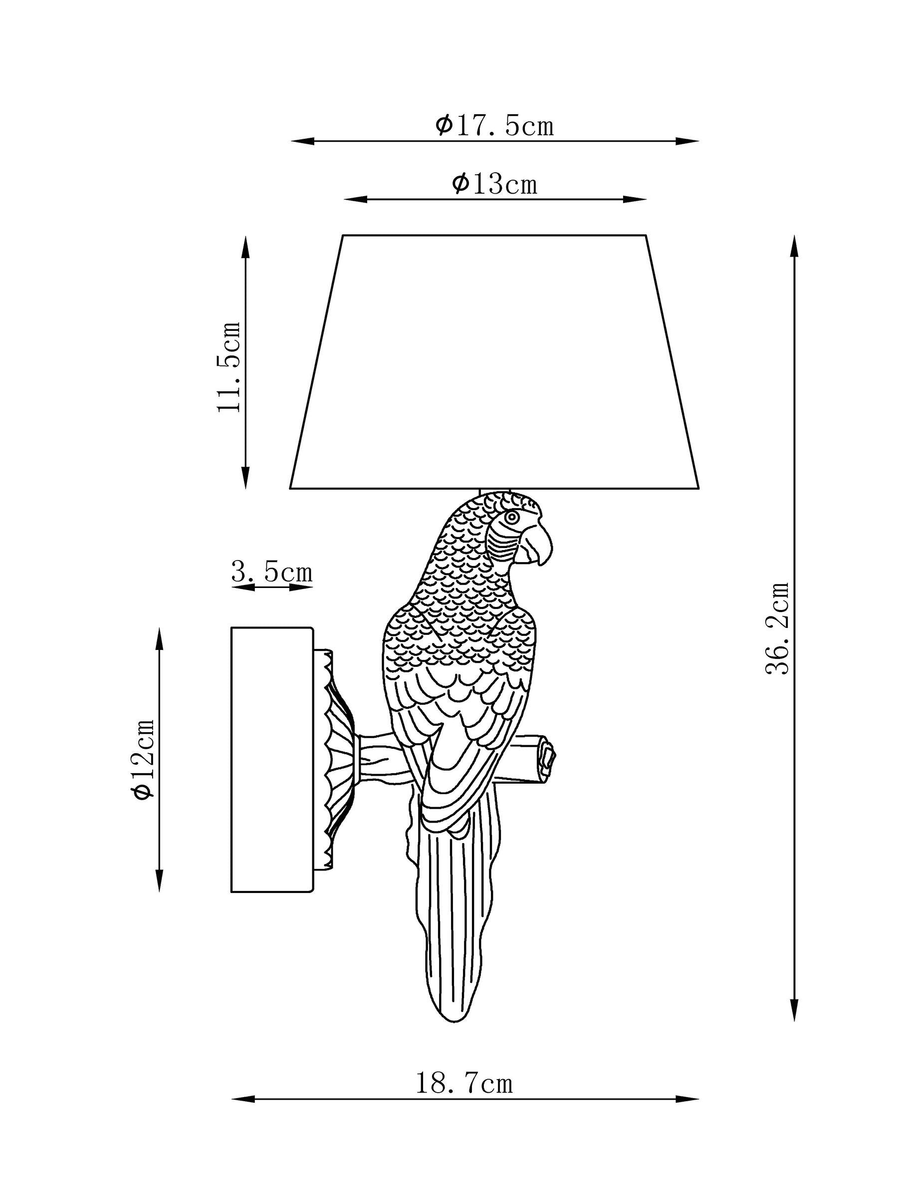Gold Coco parrot rechargeable wall light left hand, UK version