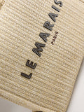 Canvas shoulder bag with raffia effect and Parisian embroidery (British brand)