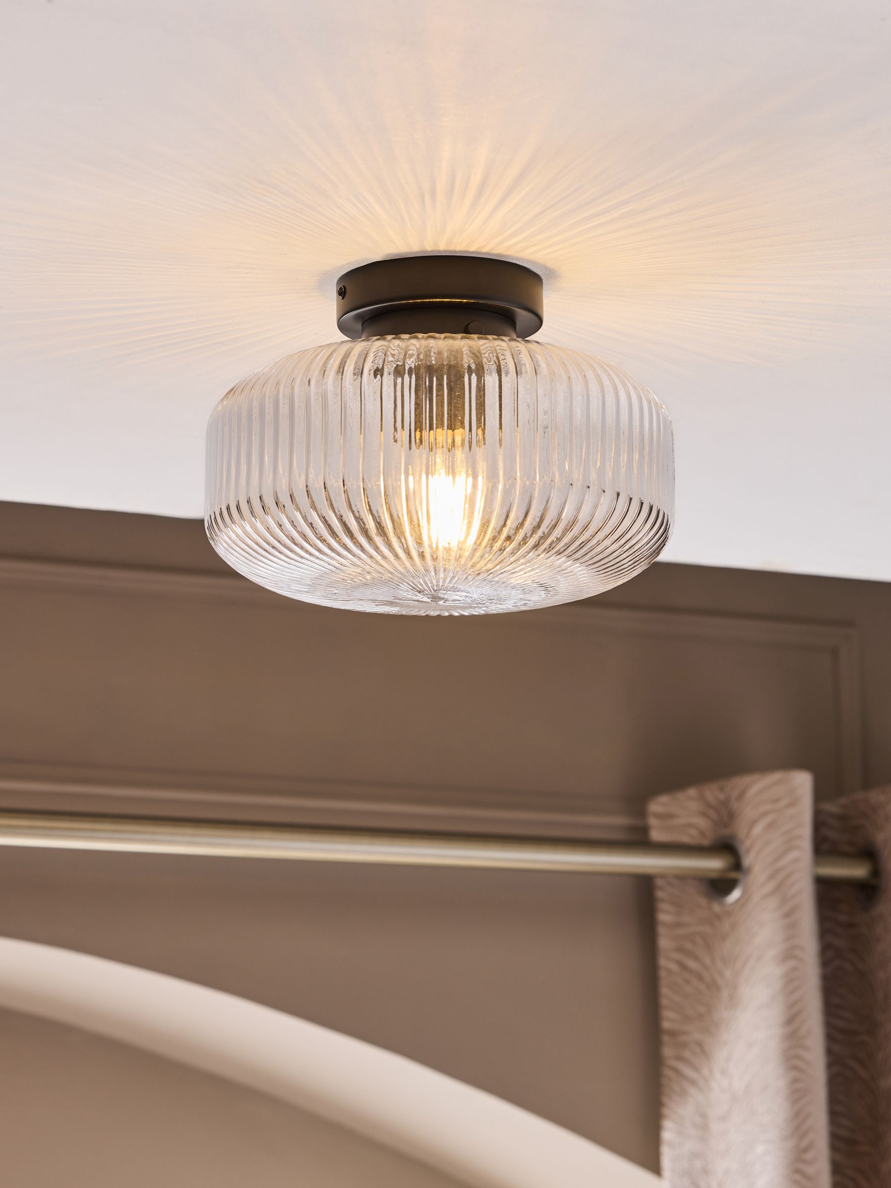Black Lexington 1 Light Flush Fitting Ceiling Light