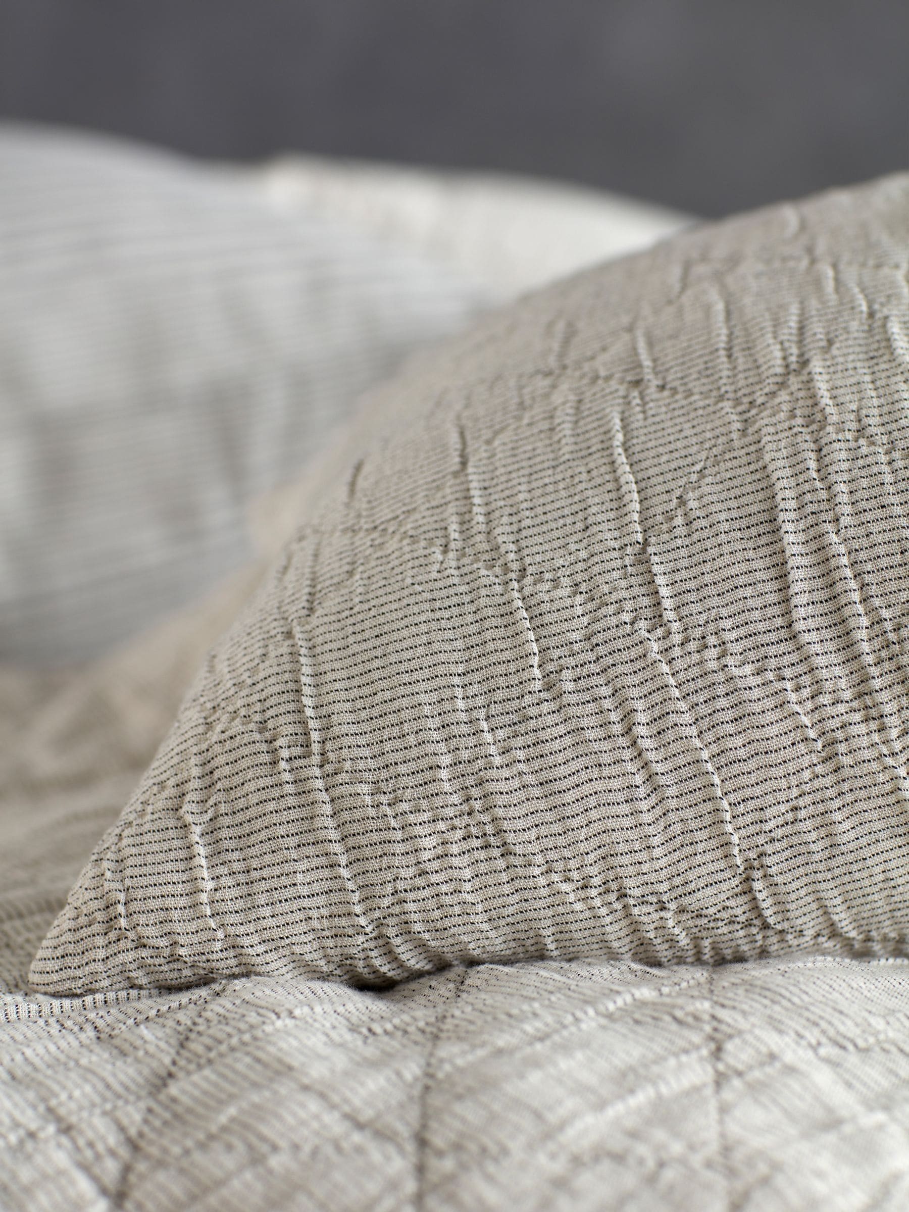 Secret Linen Store black and natural stripe quilted throw (British brand)