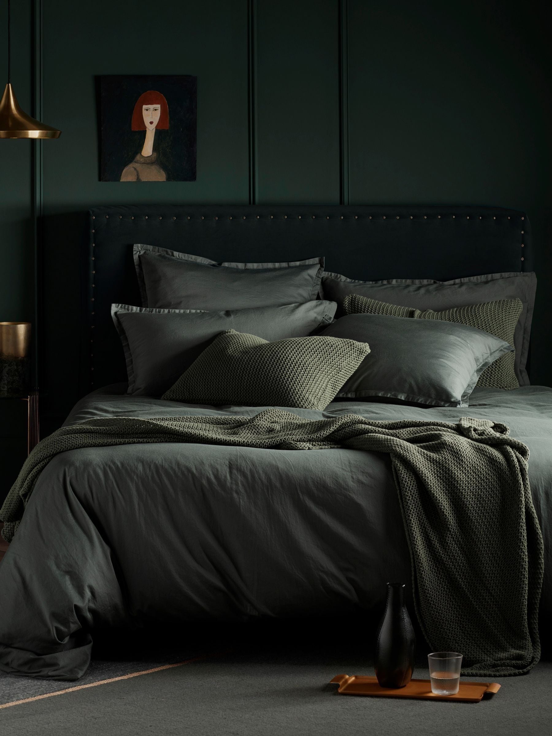 Secret Linen Store big waffle throw olive green (British brand)