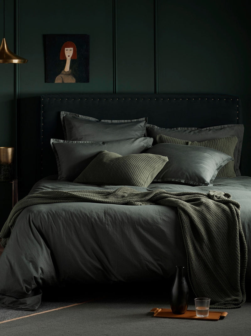 Secret Linen Store big waffle throw olive green (British brand)