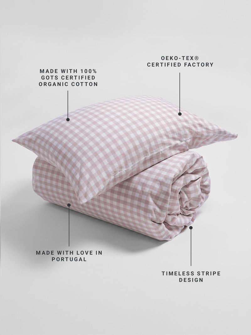 Secret Linen Store Vintage Rose gingham standard pillowcase, UK version