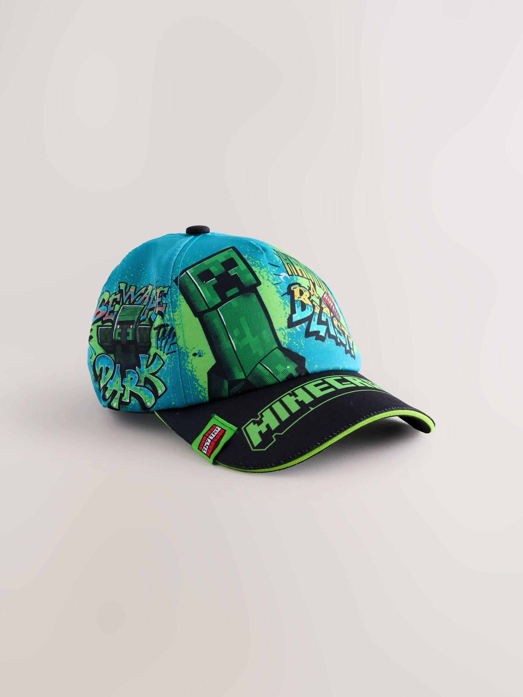 Teal blue Minecraft cotton cap with adjustable strap - British product