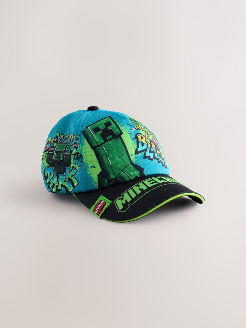 Teal blue Minecraft cotton cap with adjustable strap - British product