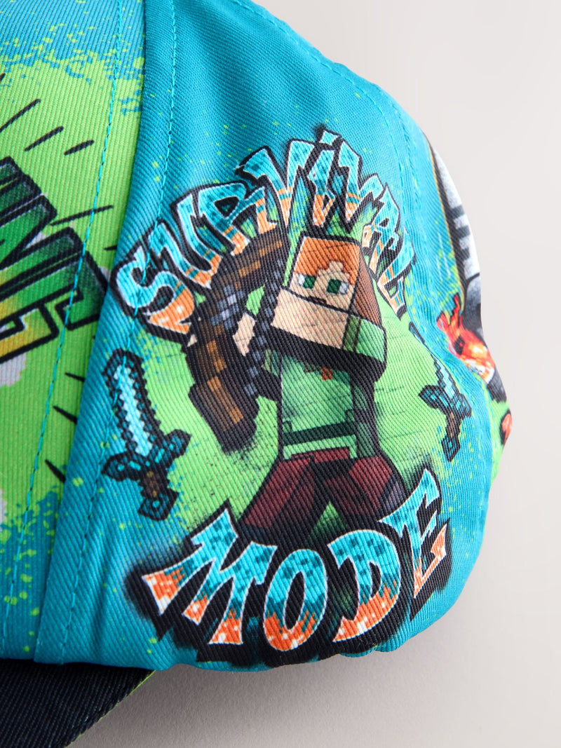 Teal blue Minecraft cotton cap with adjustable strap - British product