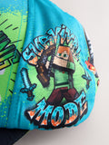 Teal blue Minecraft cotton cap with adjustable strap - British product