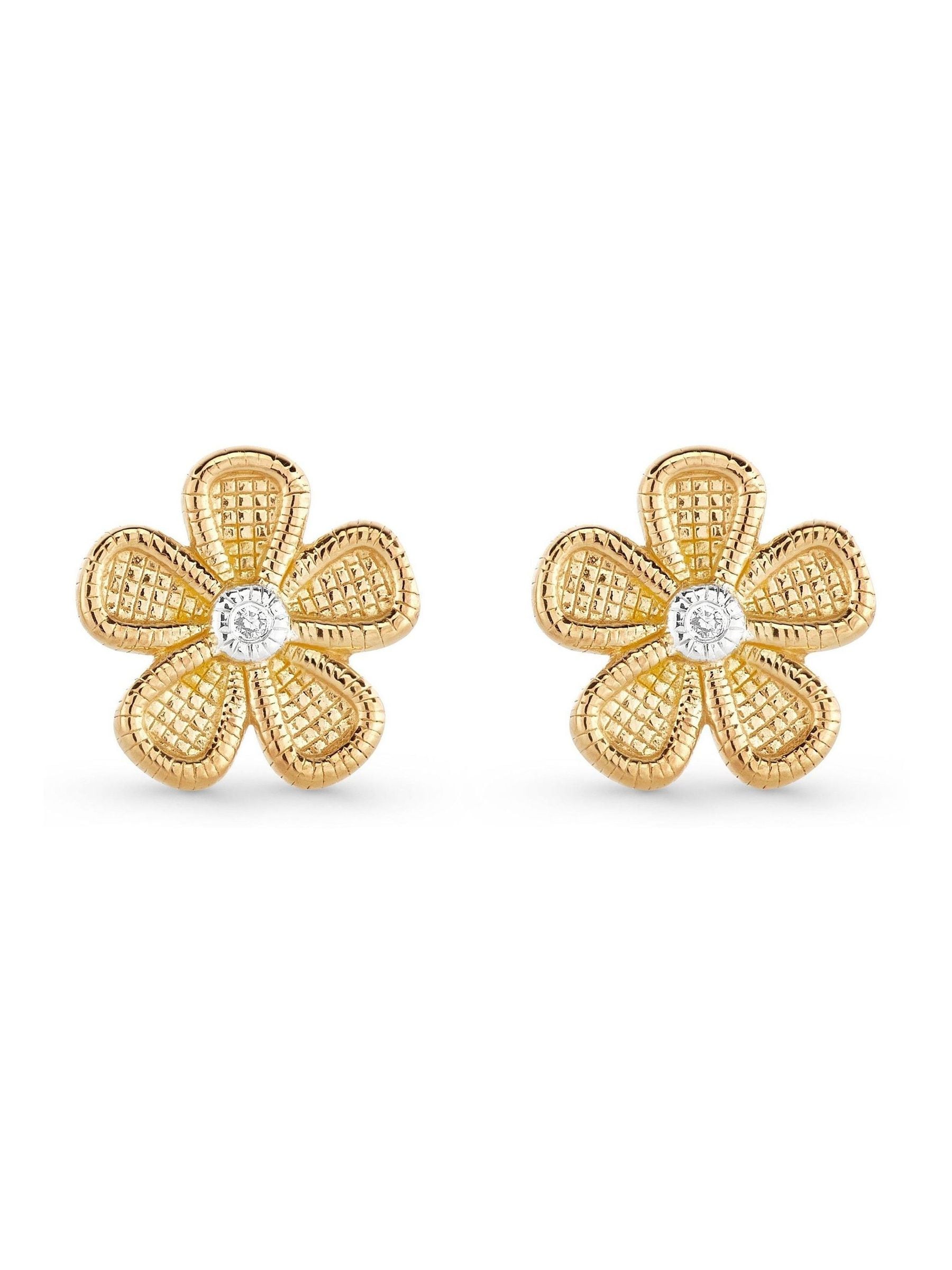 Beaverbrooks diamond flower earrings 8mm - British product