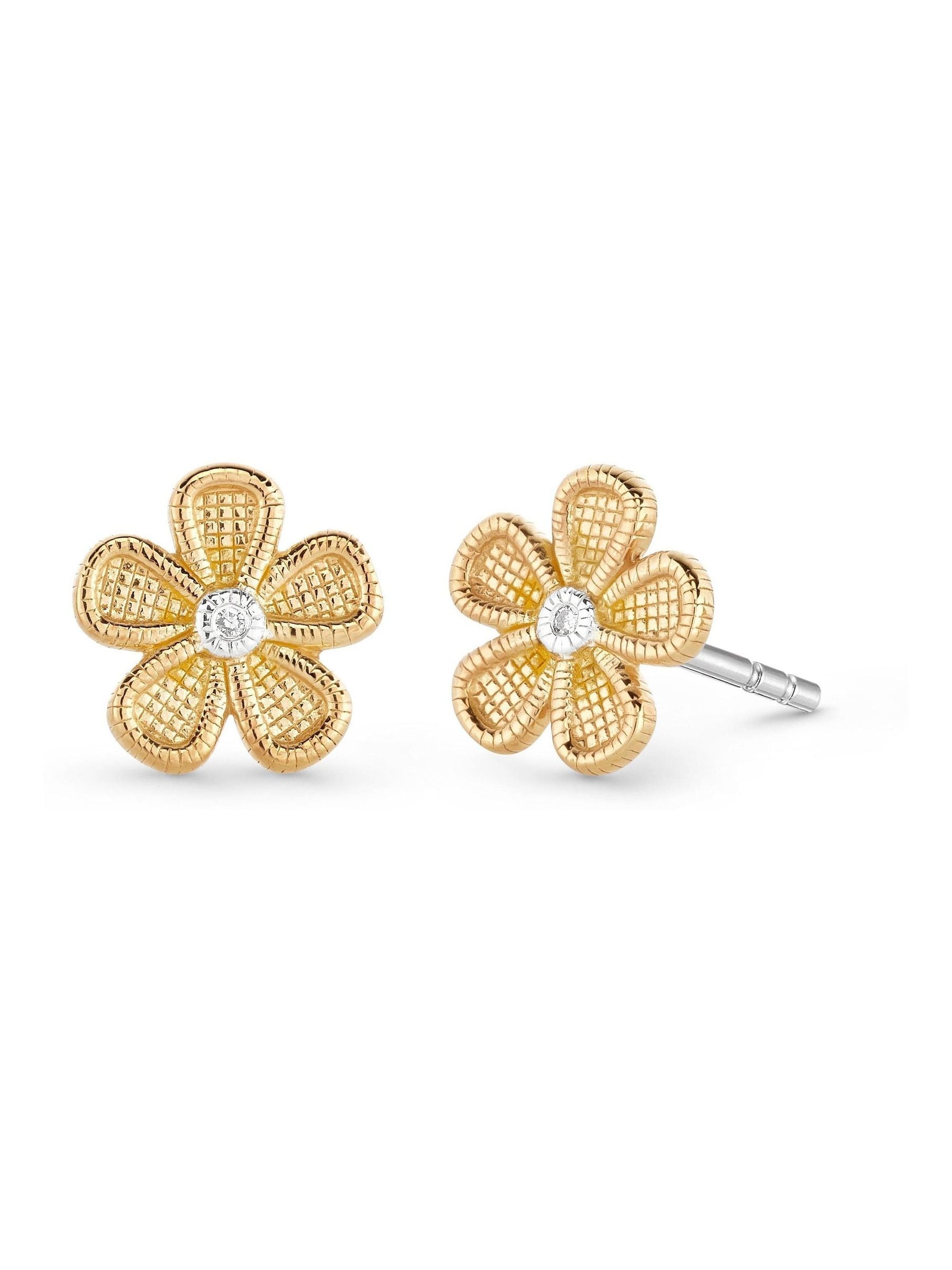 Beaverbrooks diamond flower earrings 8mm - British product
