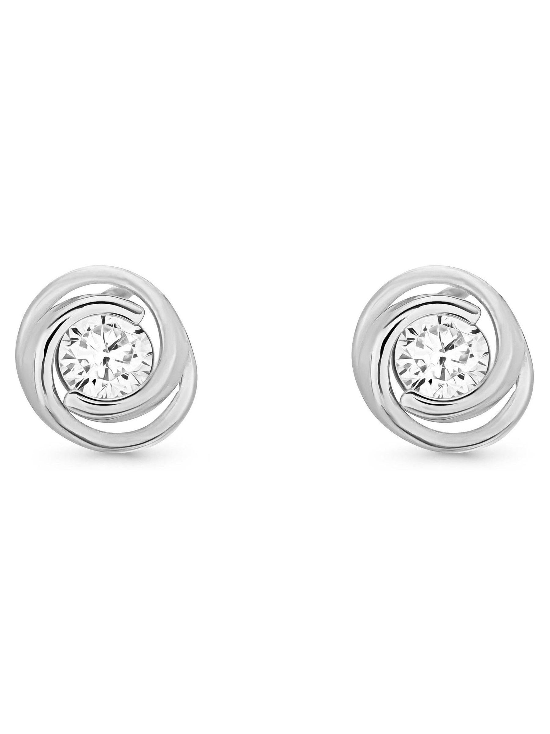 Beaverbrooks 9ct white gold cubic zirconia stud earrings, imported from the UK