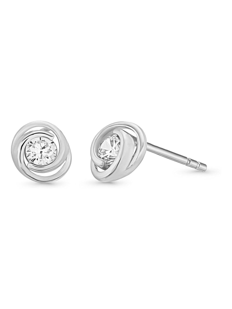 Beaverbrooks 9ct white gold cubic zirconia stud earrings, imported from the UK