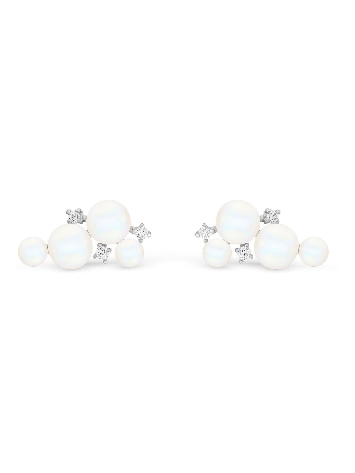 Beaverbrooks pearl stud earrings with cubic zirconia, imported from the UK