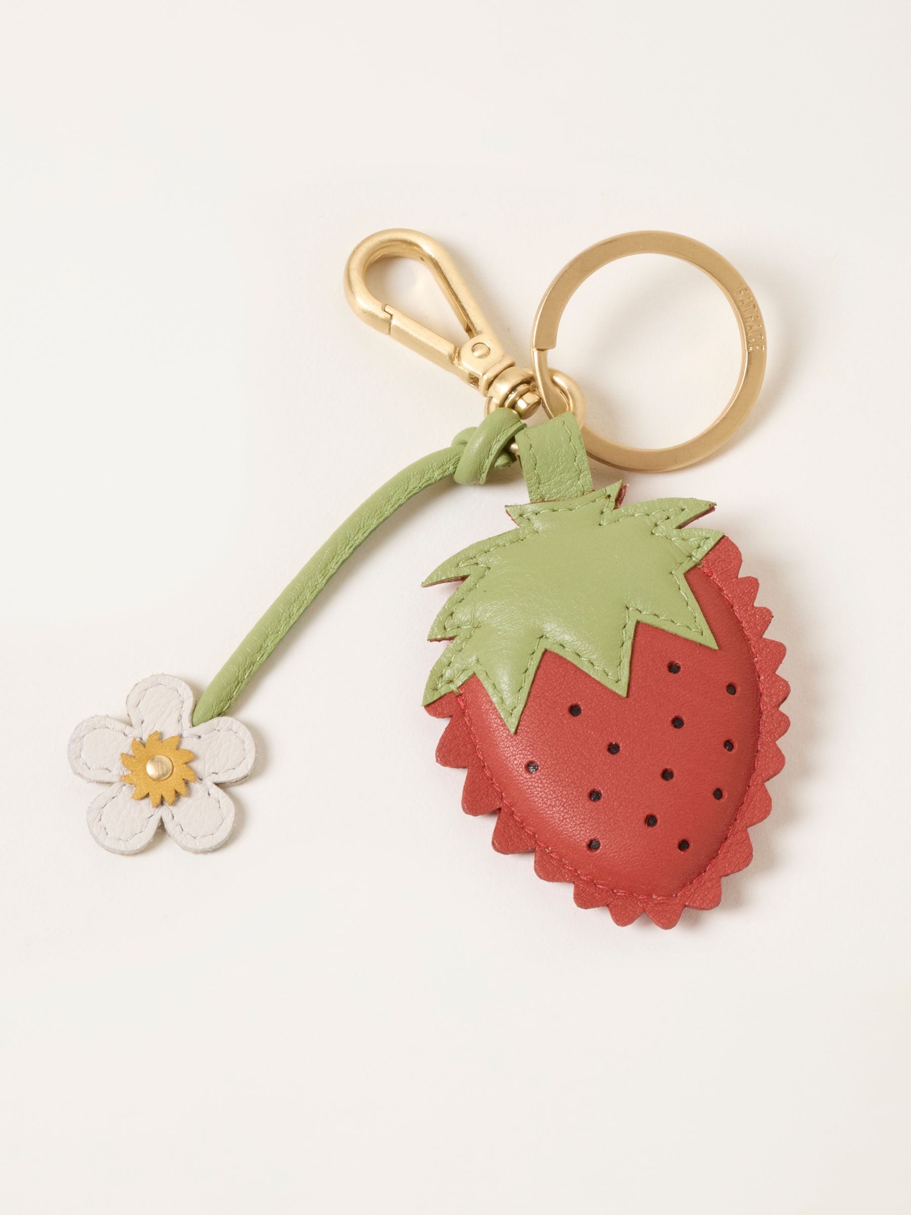 FatFace red leather strawberry bag charm keyring - British product