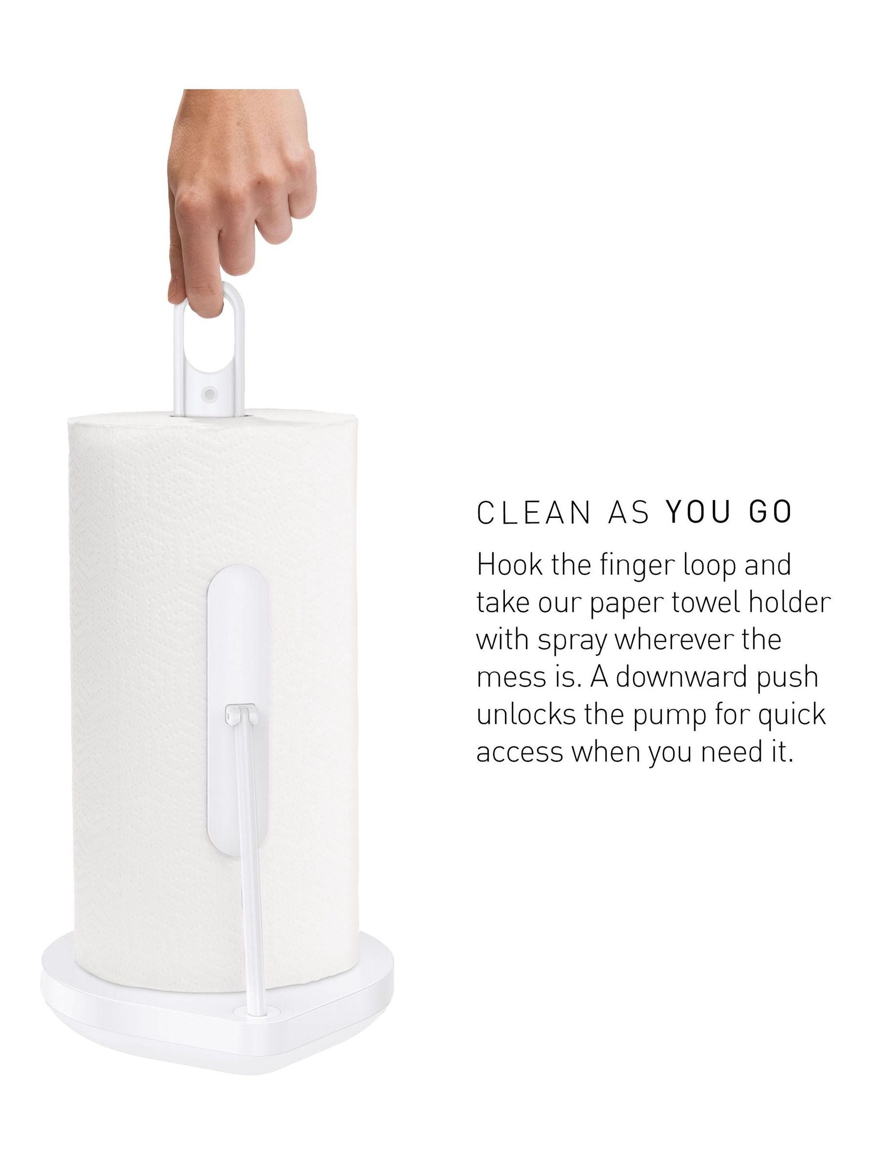 simplehuman white paper towel holder and spray pump (British brand)